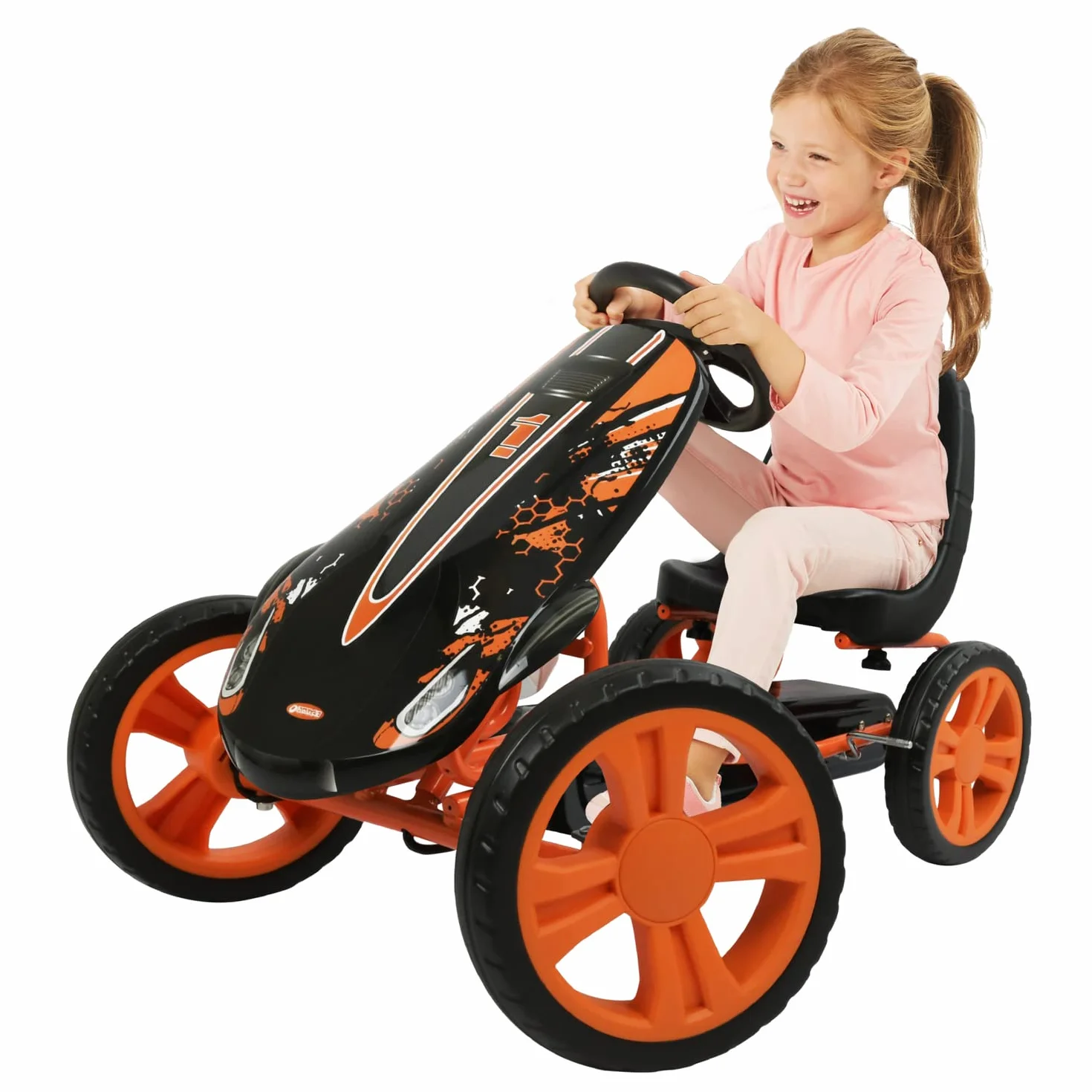 Hauck Gokart Speedster dla dzieci od 4 do 8 lat, do 50 kg, hamulec ręczny, 3-stopniowo regulowane siodełko, Pomarańczowy
