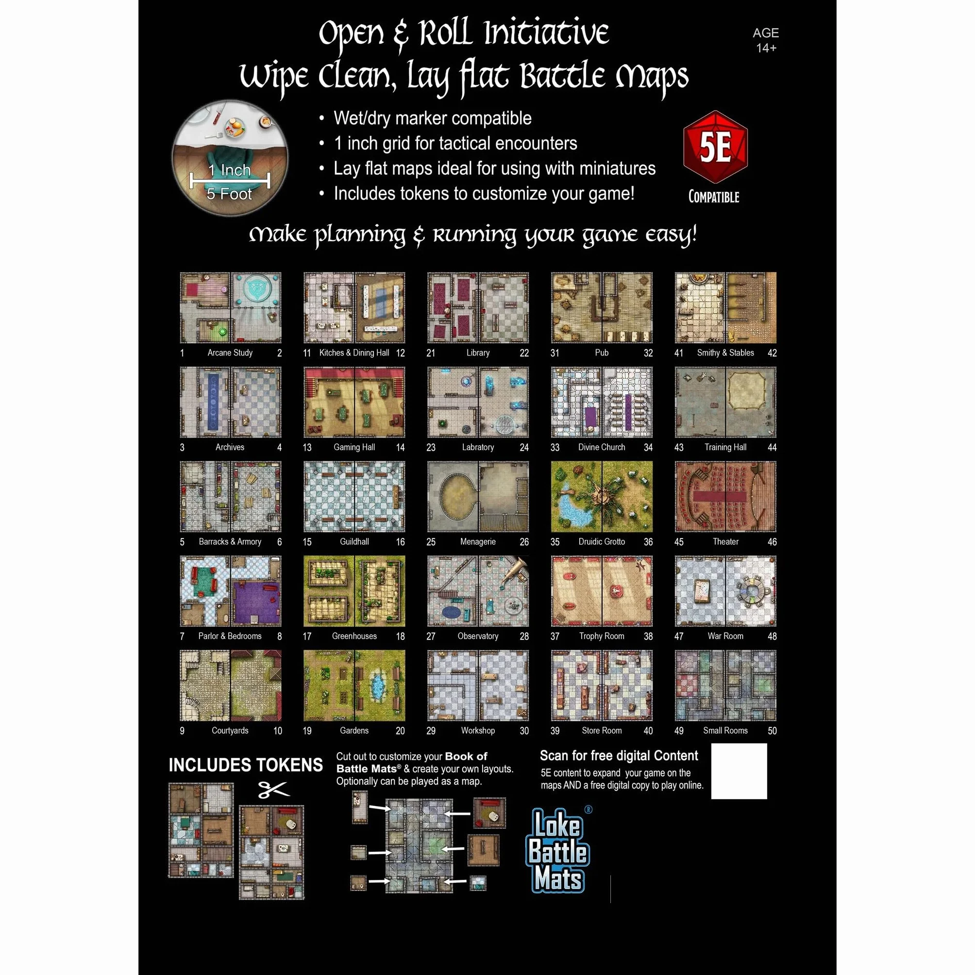 Loke BattleMats | Big Book of Battle Mats Bastions and Strongholds | Księga Map RPG do 5E i Fantasy | 1+ Graczy