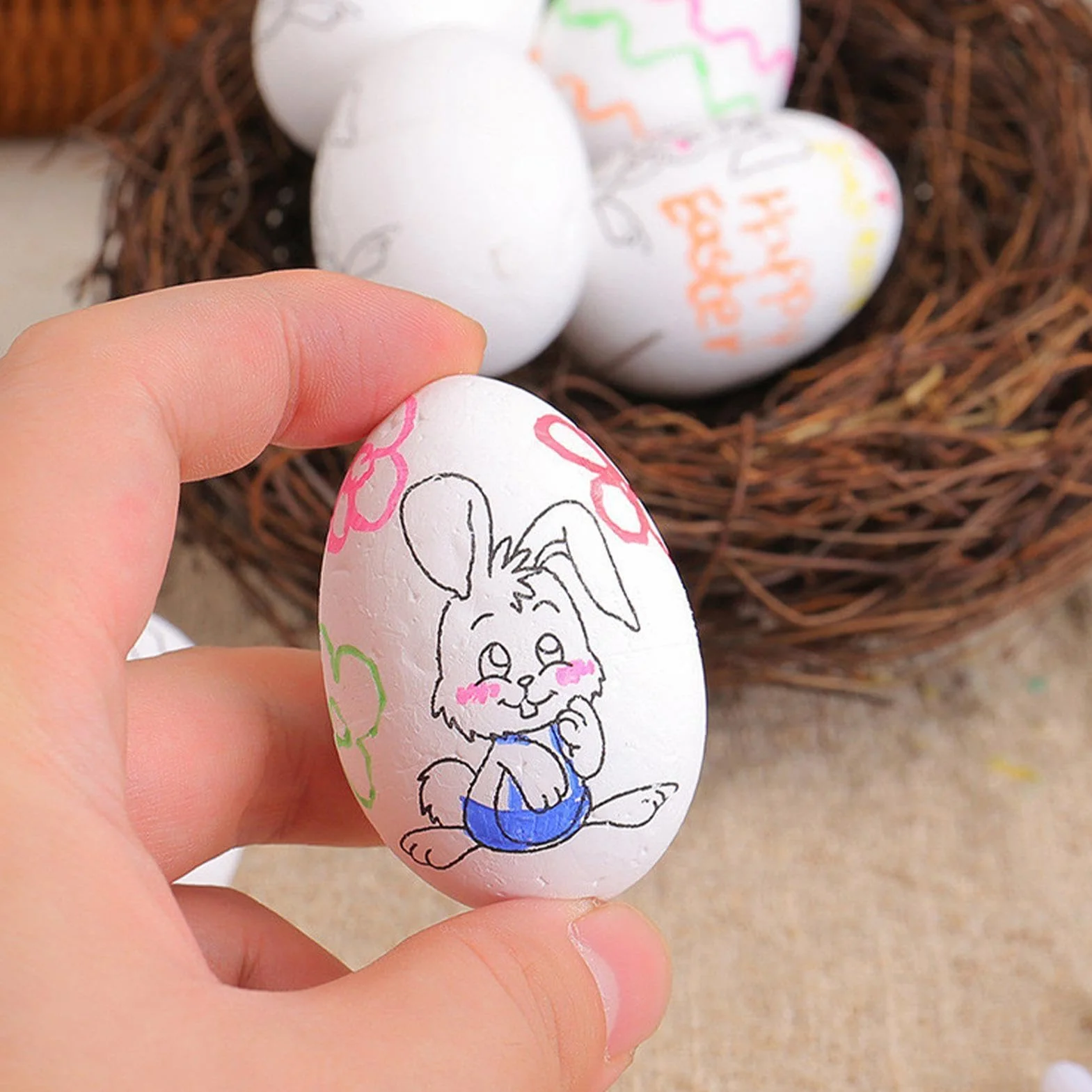 Easter Egg Painting Kit, Arts and Crafts Dye Coloring Set, 6x Easter Egg Hunt Activity, 2.36x1.57x1.57 Inches Creative Spring Basket Stuffers for Girls and Boys