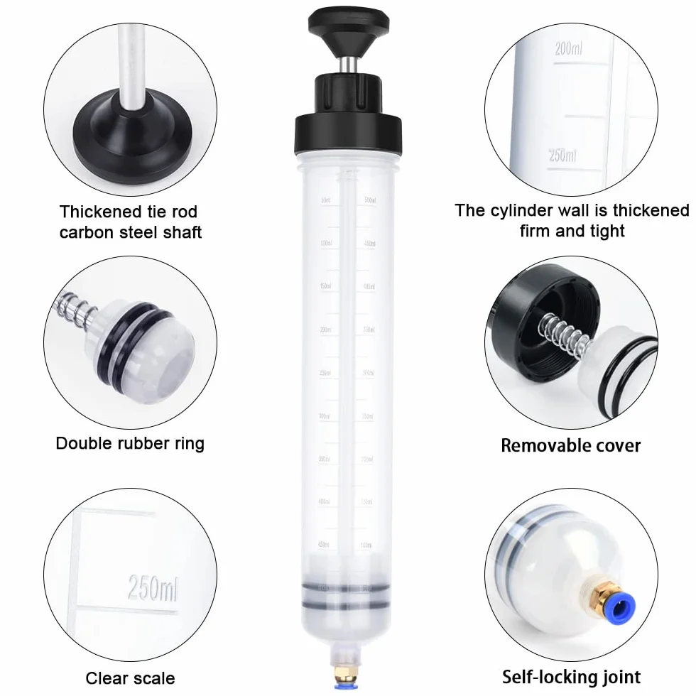 Flintronic Strzykawka do oleju 500 ml, pompa do ekstrakcji cieczy, ręczna pompa olejowa