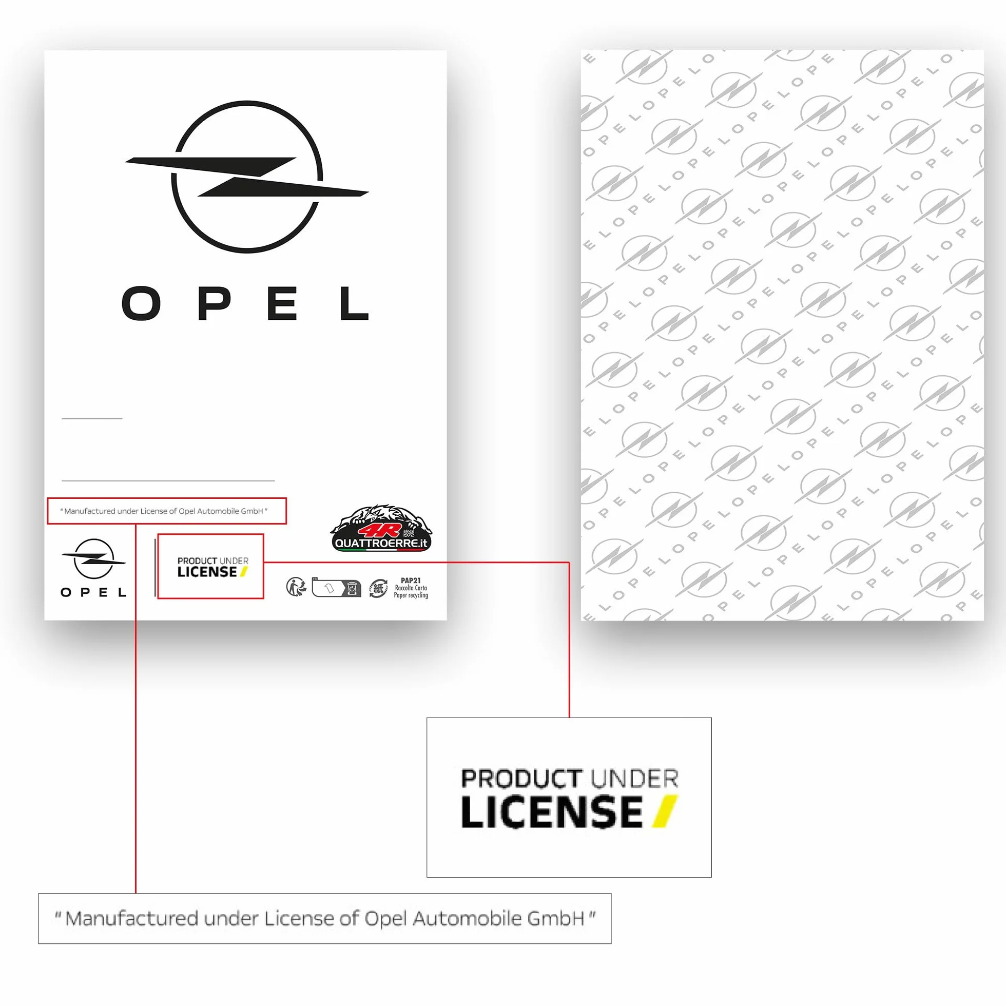 Zestaw naklejek na koła kompatybilny z Opel, średnica 4 logo 48 mm, licencjonowany produkt, 94 x 131 mm (czarny)