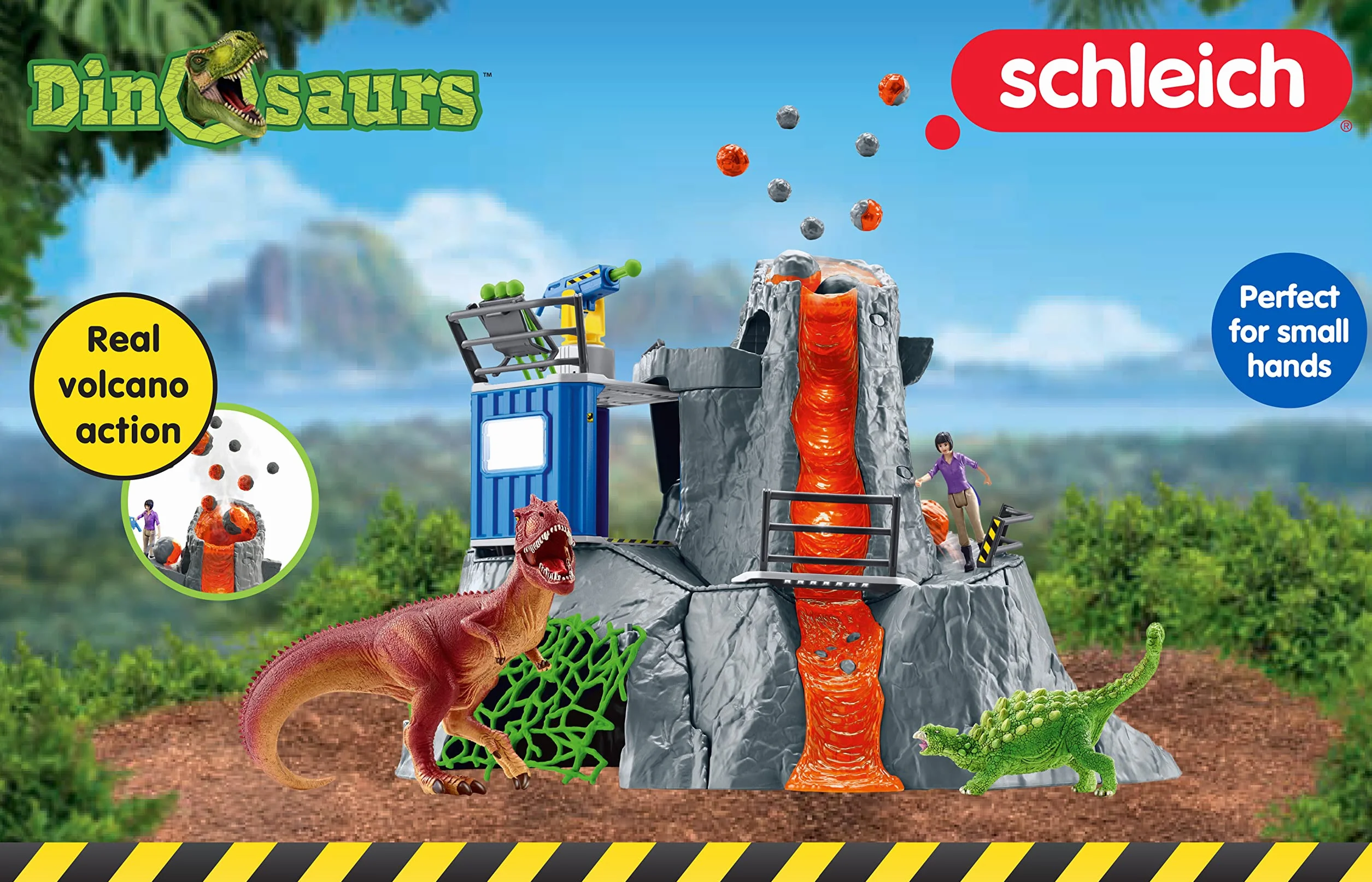 schleich 42564 Duża ekspedycja na wulkan, od 4 lat, DINOSAURS - Zestaw do zabawy, 46 x 44 x 36 cm