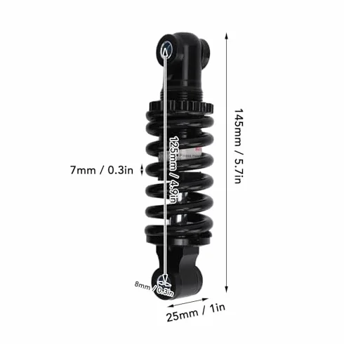 1 para tylnego amortyzatora, regulowany amortyzator 125 mm do rowerów elektrycznych, motocykli, ATV, skuterów, Dirt Pit Bike