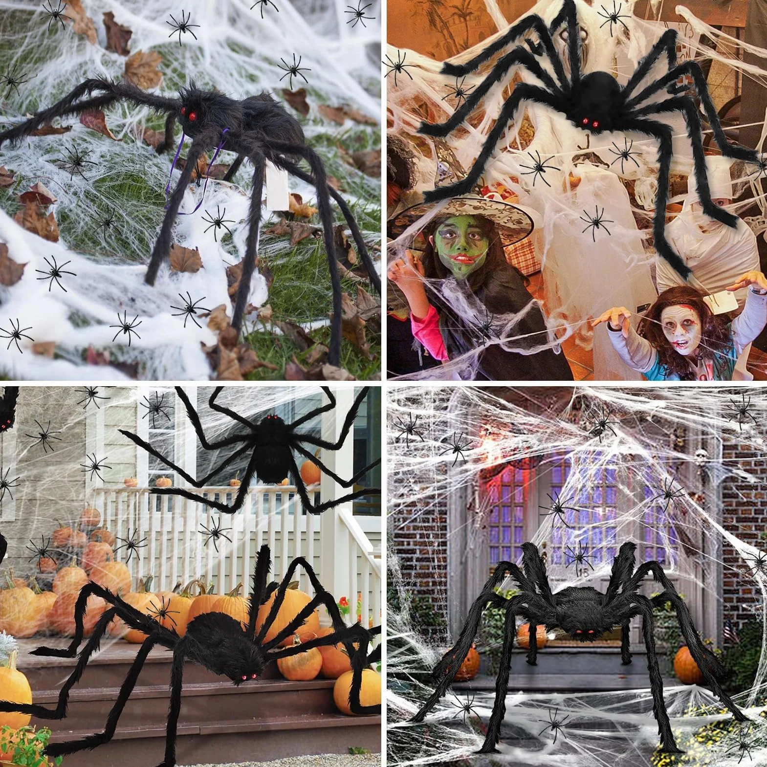 Ogromny pająk na Halloween, 2 m, olbrzymi pająk, dekoracja na Halloween, do ogrodu, na zewnątrz, pajęcza sieć na Halloween, Halloween, na imprezę, do ogrodu, na zewnątrz