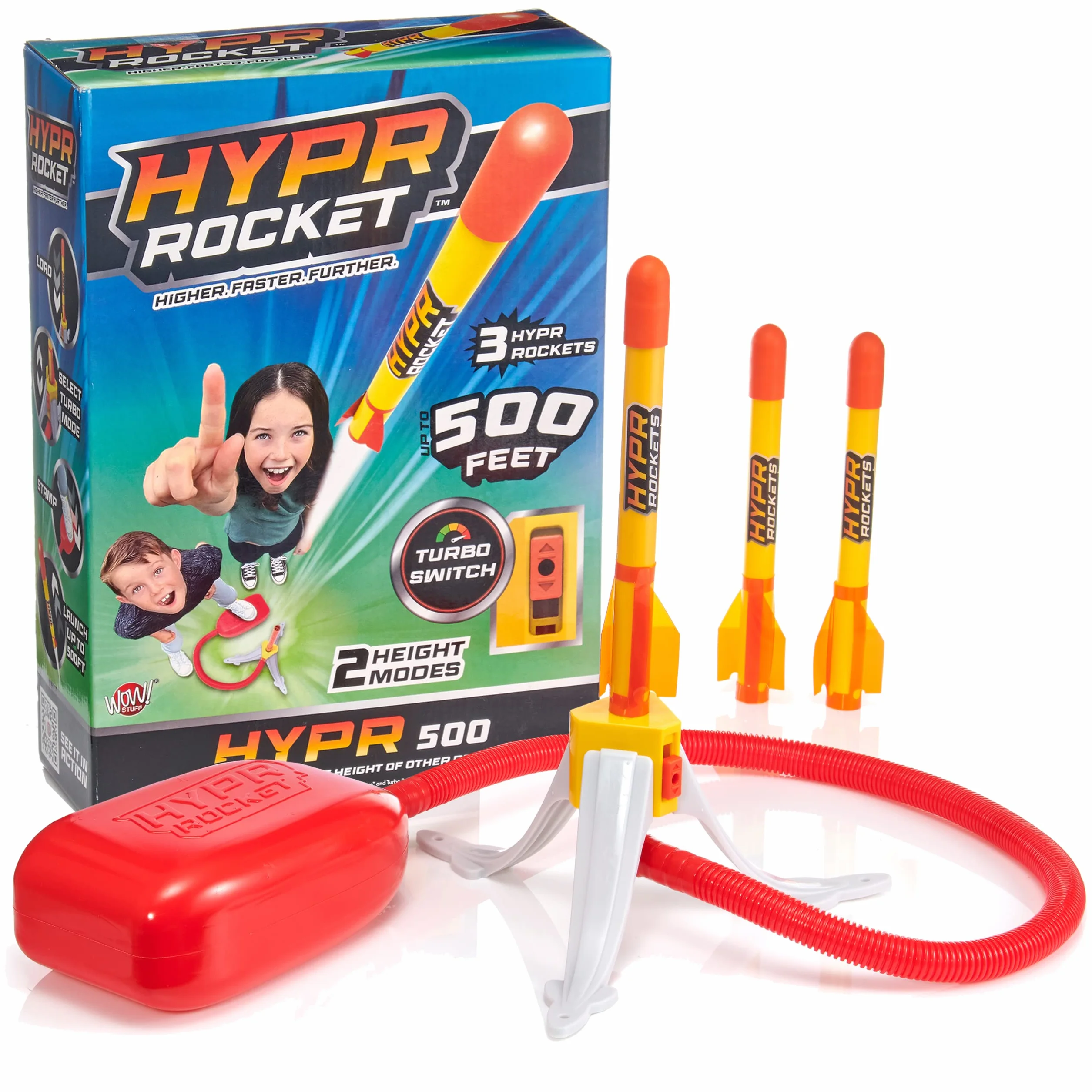 BANDAI - Hypr Rocket Jump 500 wyrzutnia rakiet - Wow Stuff 3 - WS01400 Multicolor - Leć wyżej, szybciej, dalej, osiągaj niesamowite nowe wysokości dzięki HYPR Rocket!