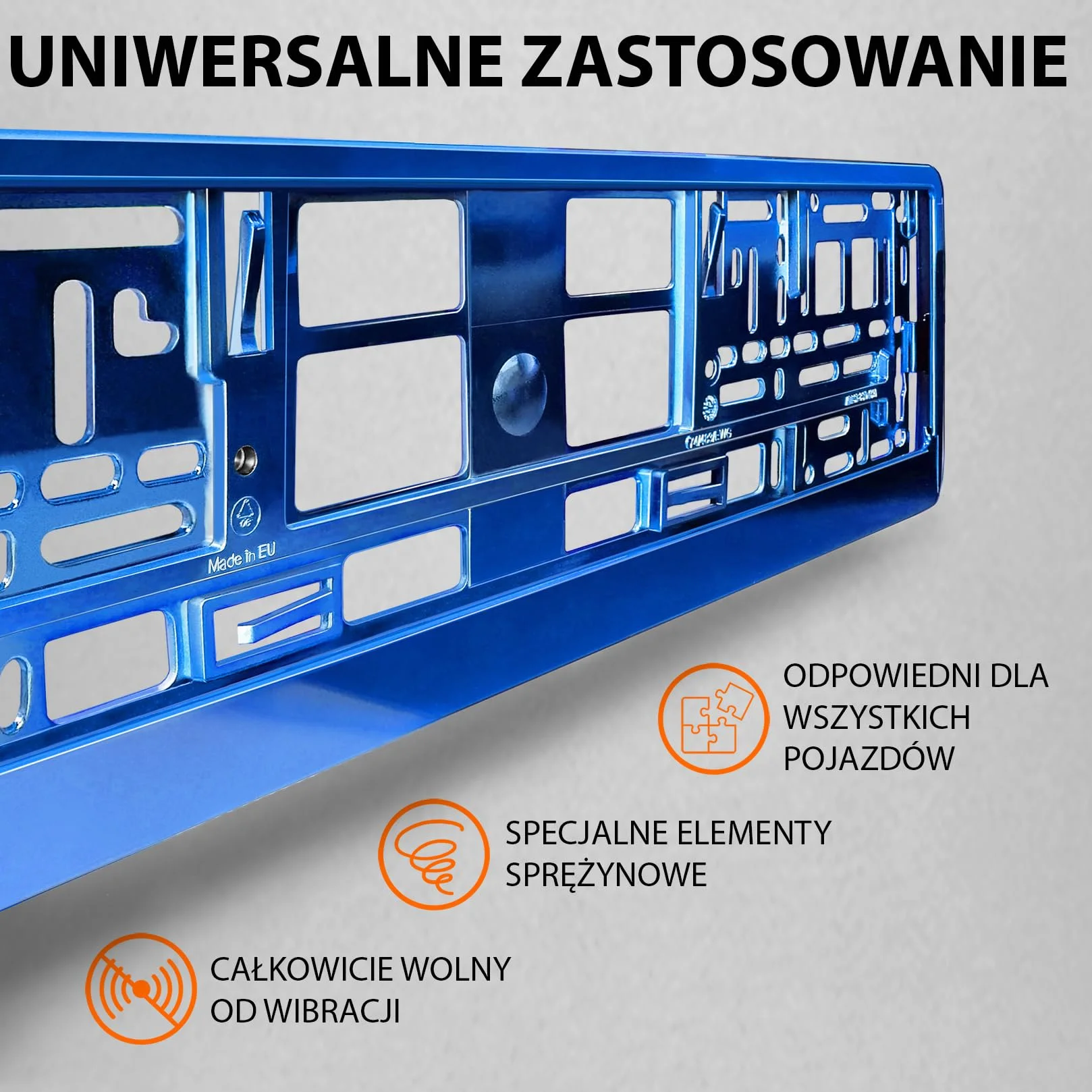 Uchwyt tablicy rejestracyjnej niebieski chrom 520x110 mm Ramka do tablic rejestracyjnych uniwersalny