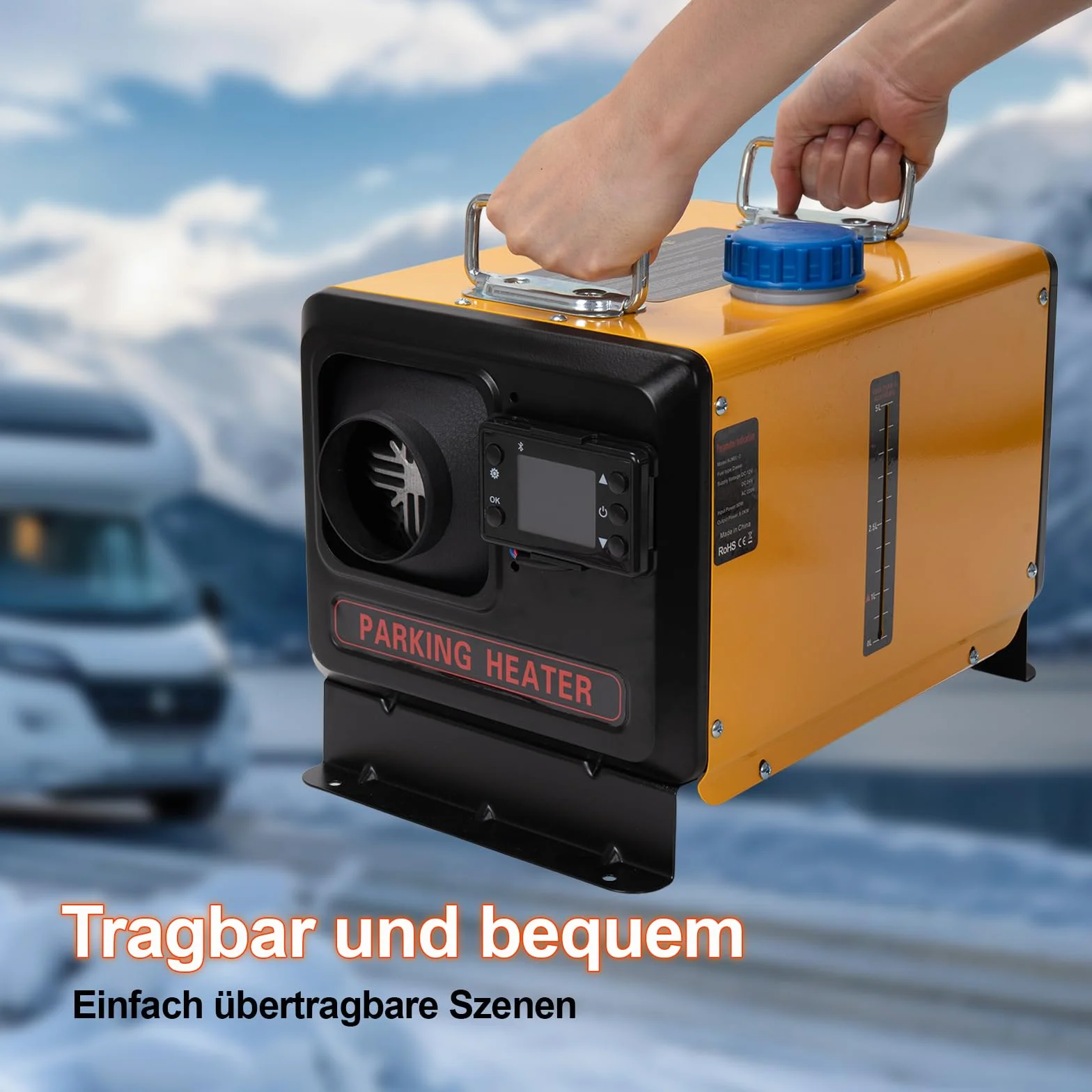 Przenośne ogrzewanie na olej napędowy 8 kW 12V/24V DC 220V AC z ekranem LCD i sterowaniem aplikacją