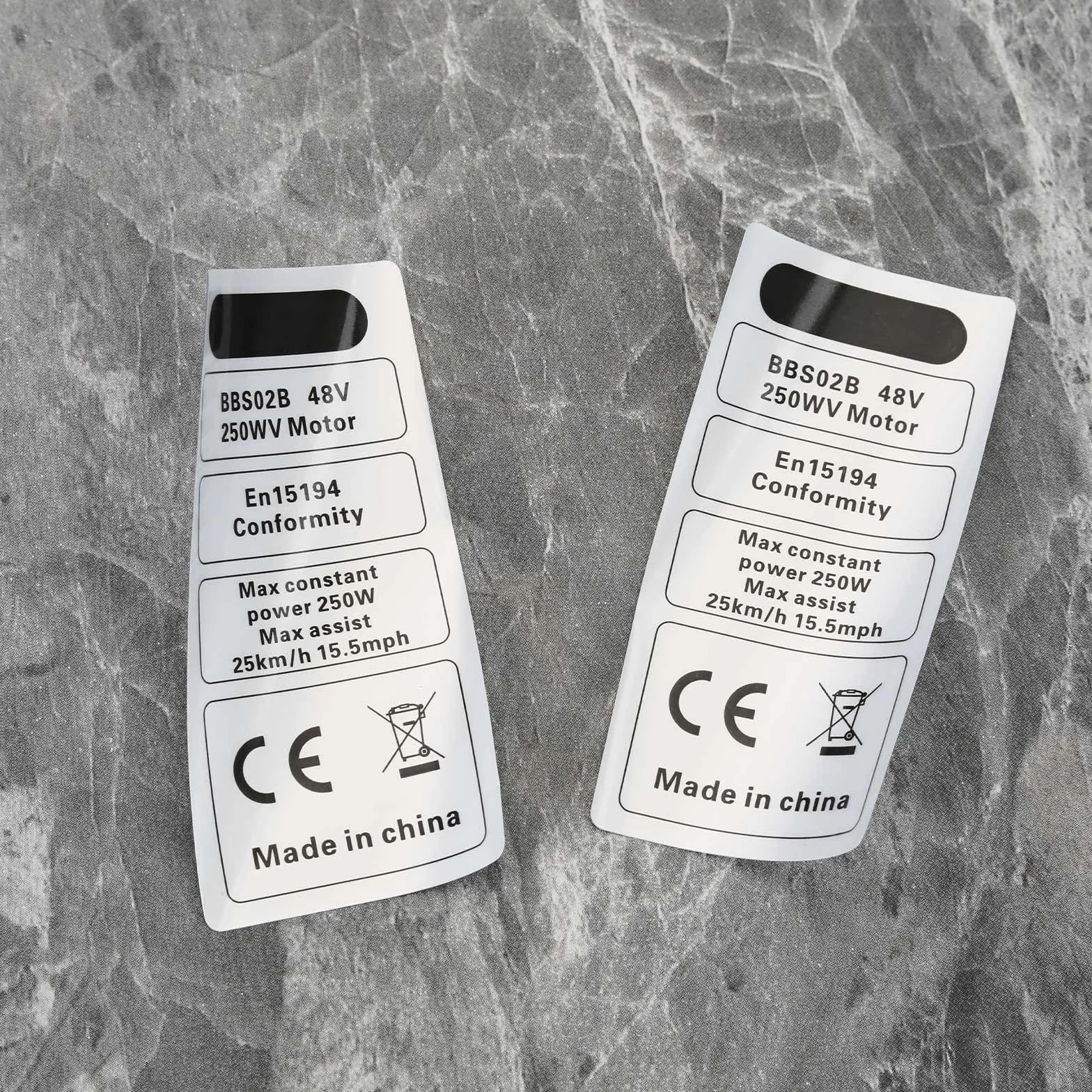 10 szt. naklejka na silnik z napędem środkowym 48V 250W wodoodporna naklejka decal na silnik 70x35mm etykiety CE silnika kompatybilne z BBS02B BBS01B