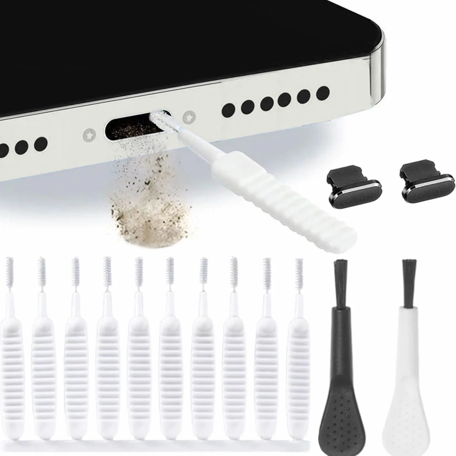 Zestaw do czyszczenia portów telefonicznych USB-C, szczotki przeciwpyłowe i ochraniacze
