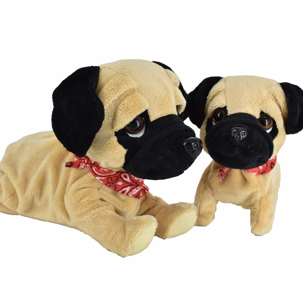 WEofferwhatYOUwant Mops Daddy & Mops Puppy - pluszowe elektroniczne zabawki psy - dotyk i dźwięk, gra sztuczki, szczeka i przytulania. Ciesz się wspólnymi mopsami. Wiek 18 miesięcy i starszych