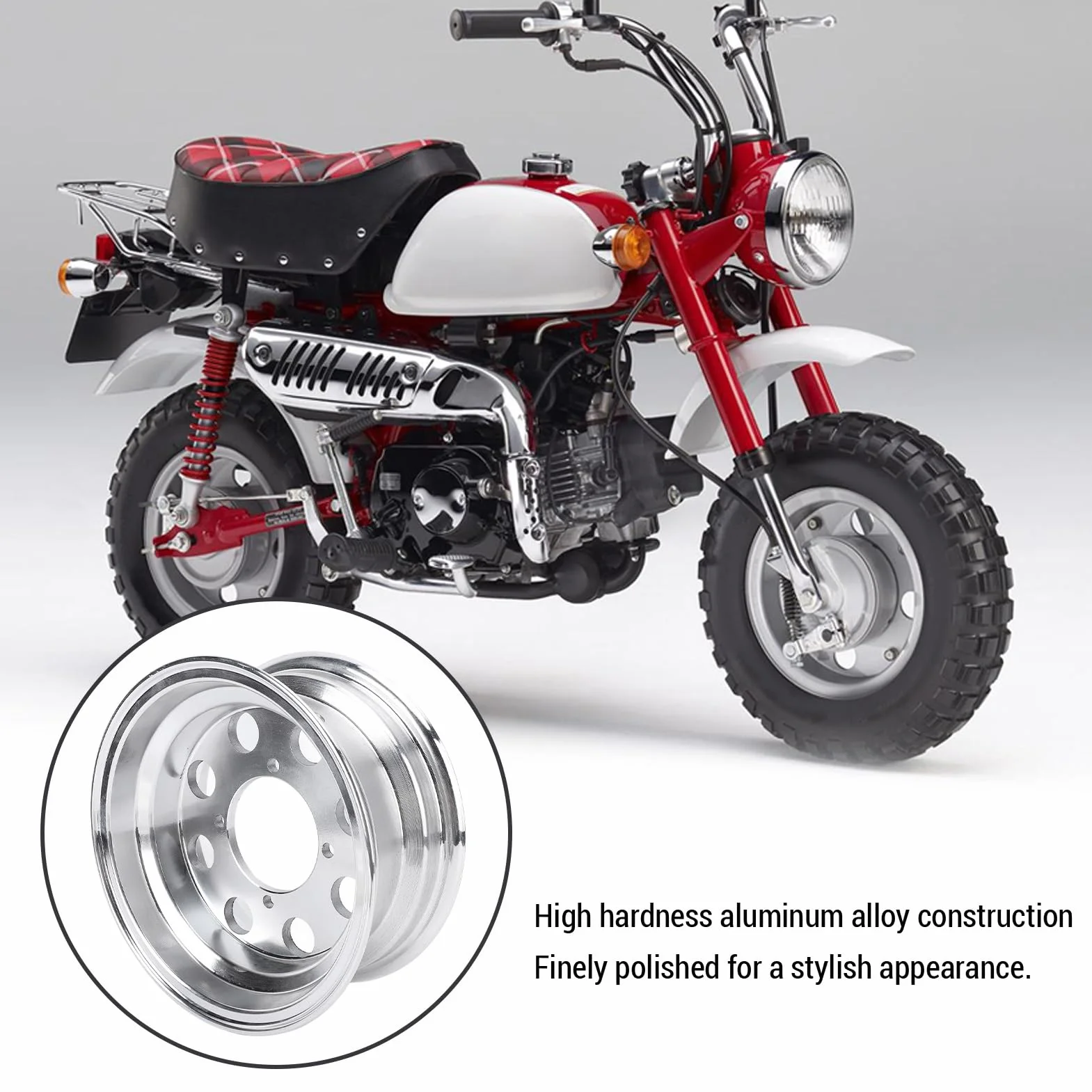 3,50-8 8-calowa Motocyklowe Koła, Lekkie Długotrwałe Aluminium Aluminiowe Koła z Drobnym Polerowaniem do Małpy Z50R Z50J