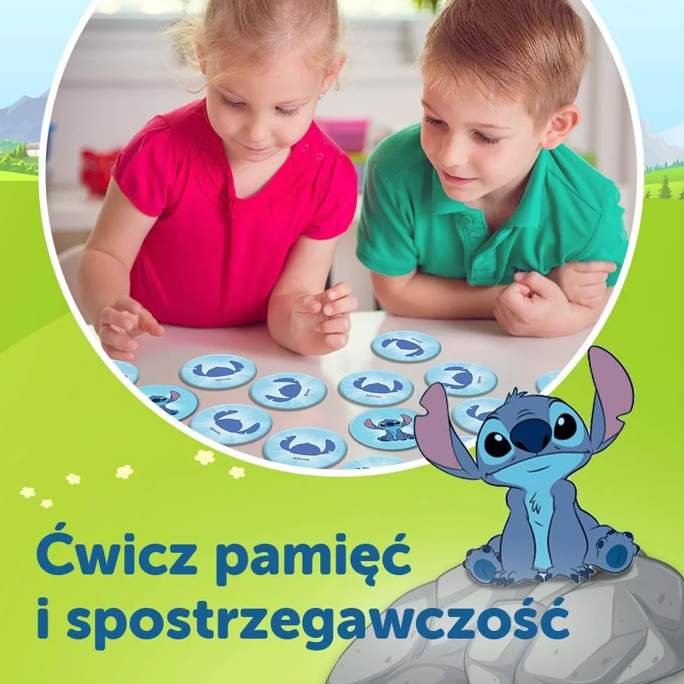 Trefl - Memos Lilo&Stitch - Gra Pamięciowa dla Maluchów, Odnajdywanie Par Obrazków, Memory z Bohaterami Bajki, dla Dzieci od 3 lat