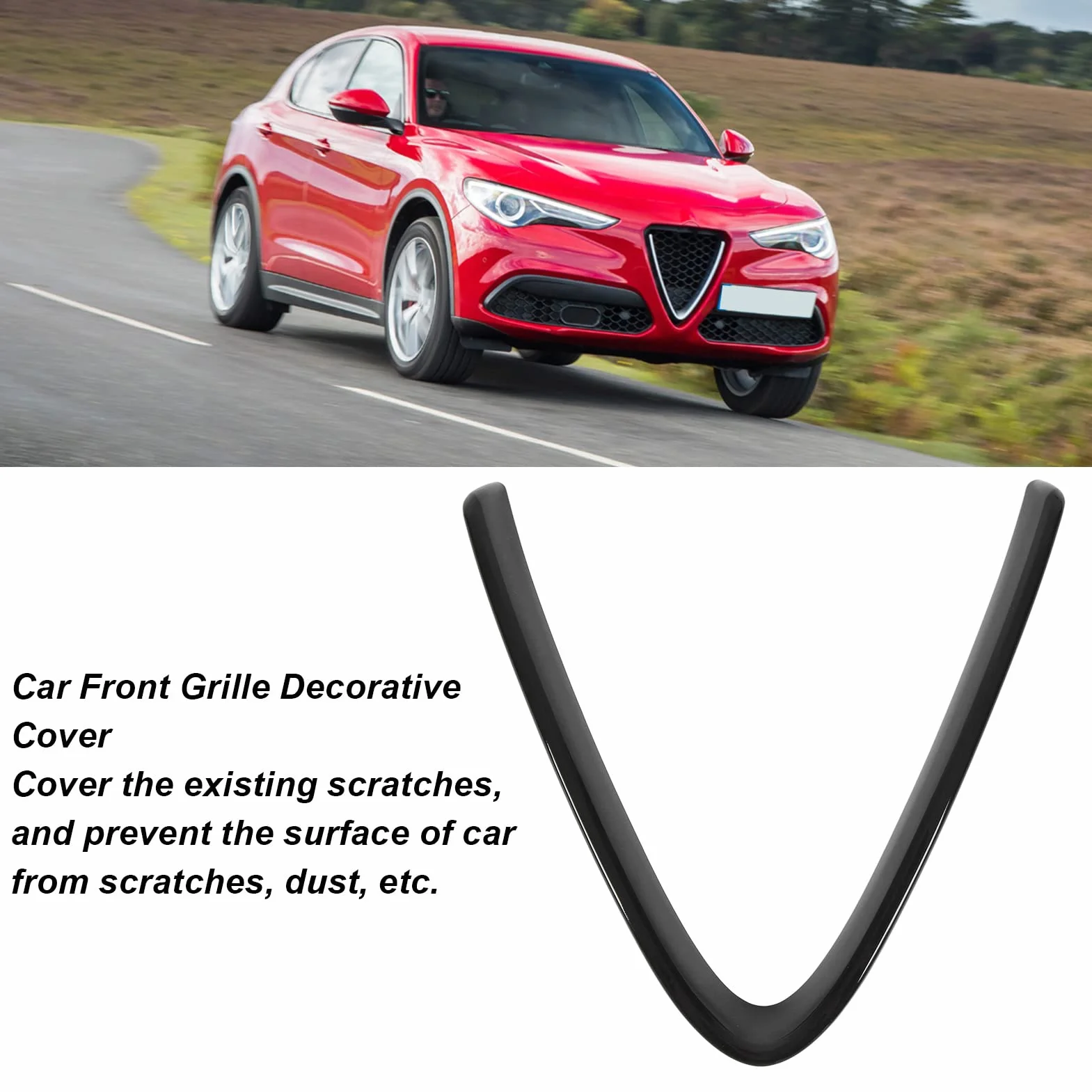 Rama Przedniego Grilla do Alfa Stelvio, Czarna Błyszcząca, Odporna na Zadrapania