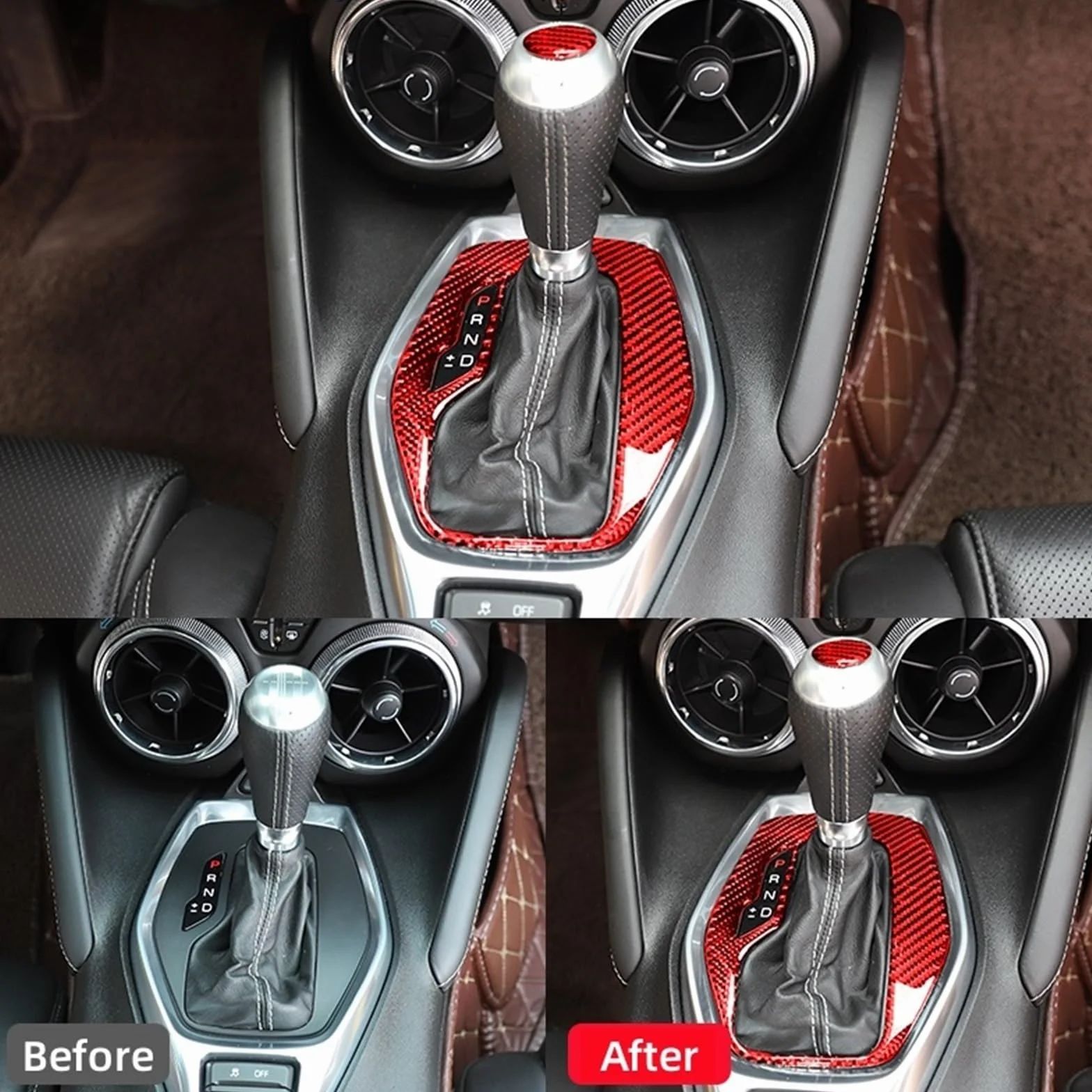 Car Gear Shift Panel,Fit For Chevrolet, Camaro 2017-2022 Frame Cover Decorative Stickers Interior Real Carbon Fiber osłona konsoli zmiany biegów(Black carbon fiber)