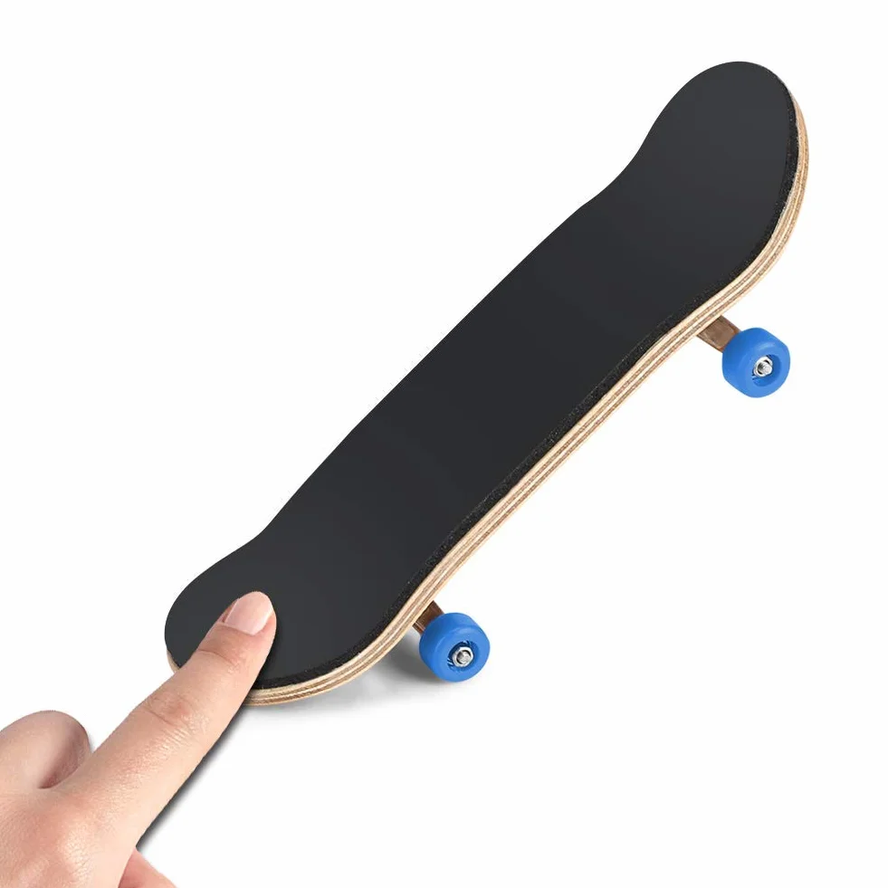 Griffbrett Fingerskateboards, Professionelle Mini-Legierung Komplettes Holzahorn-Deck-Set Interaktives Spiel Kindergeschenke(Dunkelblau)