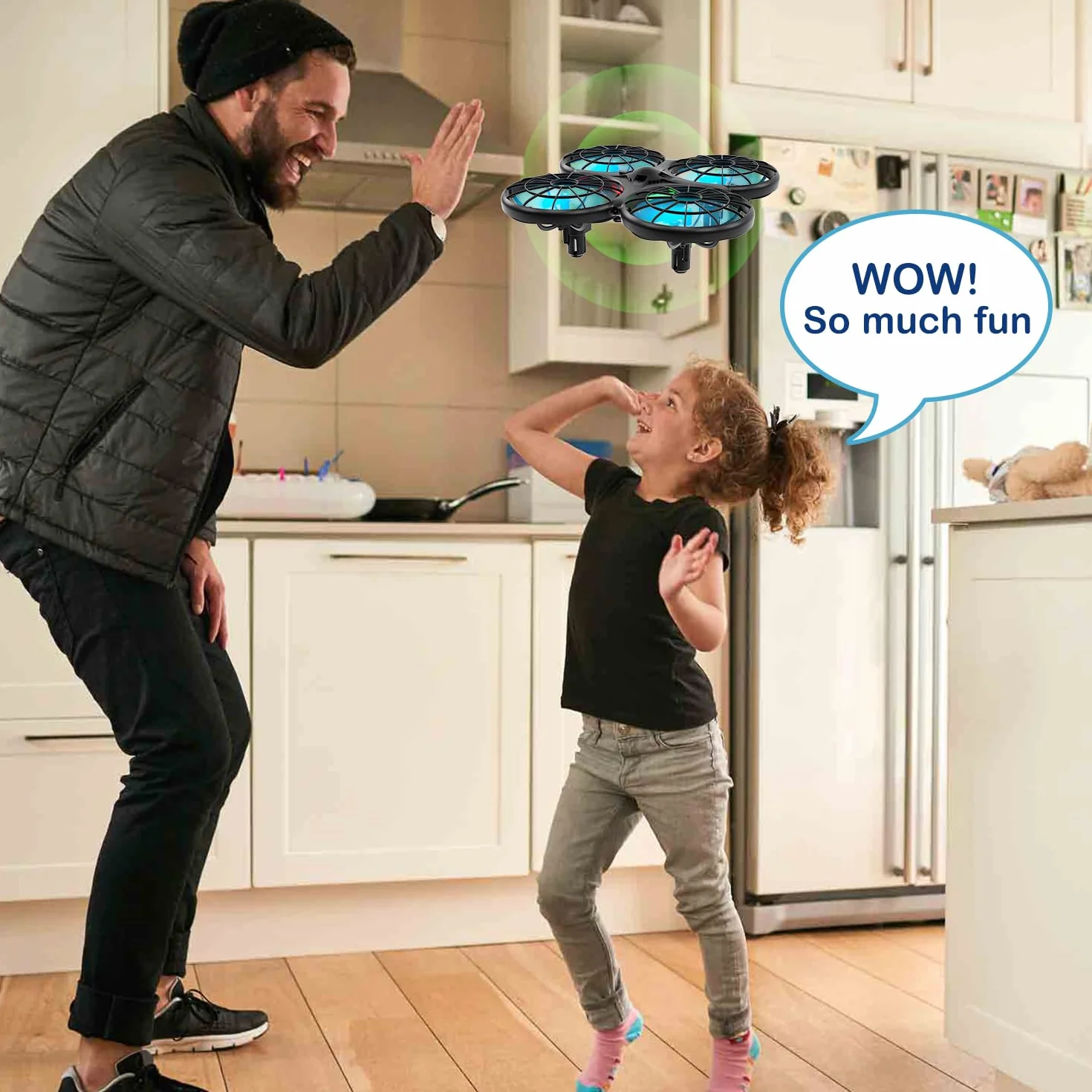 Loolinn | dron dla dzieci – mini dron, RC Quadrocopter z technologią antykolizyjną / 360° flips/tryb sterowania ręcznego/dostarczane są dwa baterie (Prezent dla dzieci)