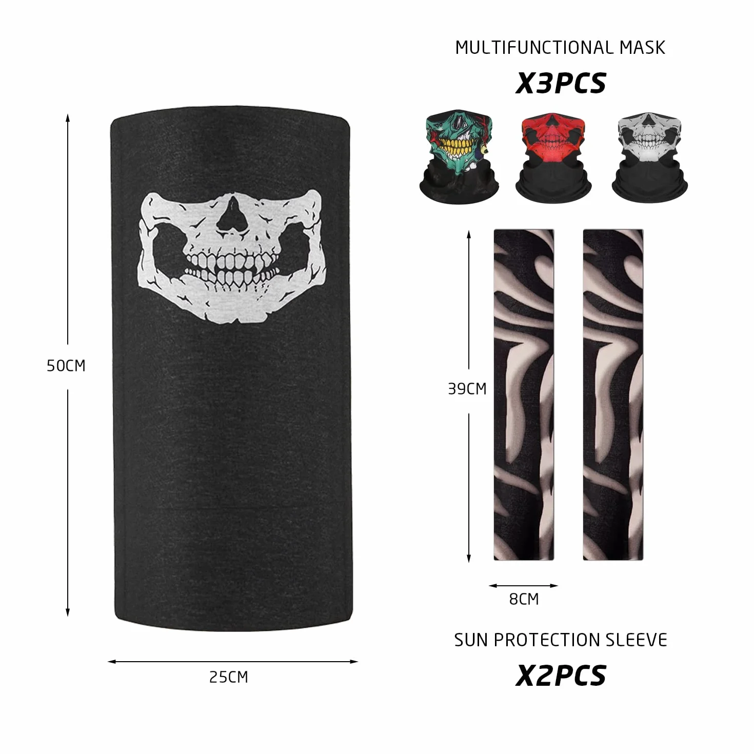 Wiatroszczelna bandana maska na szyję sportowa motocyklowa 3 szt.