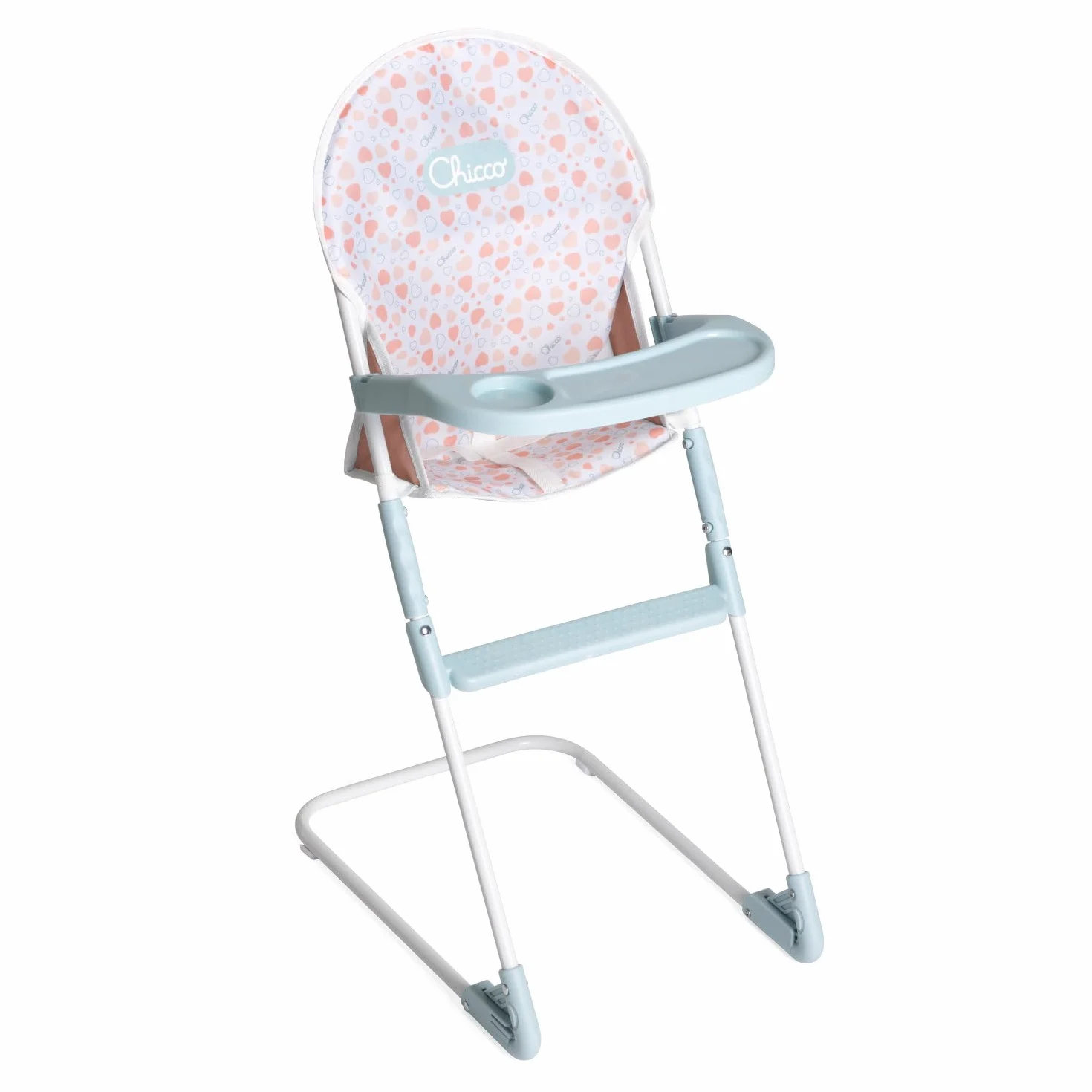 Chicco Krzesełko dla lalek, dla dzieci od 3 lat, krzesełko do karmienia zabawek, z metalową konstrukcją i realistycznymi detalami, plastikowa taca i podnóżek, lekkie i łatwe w montażu