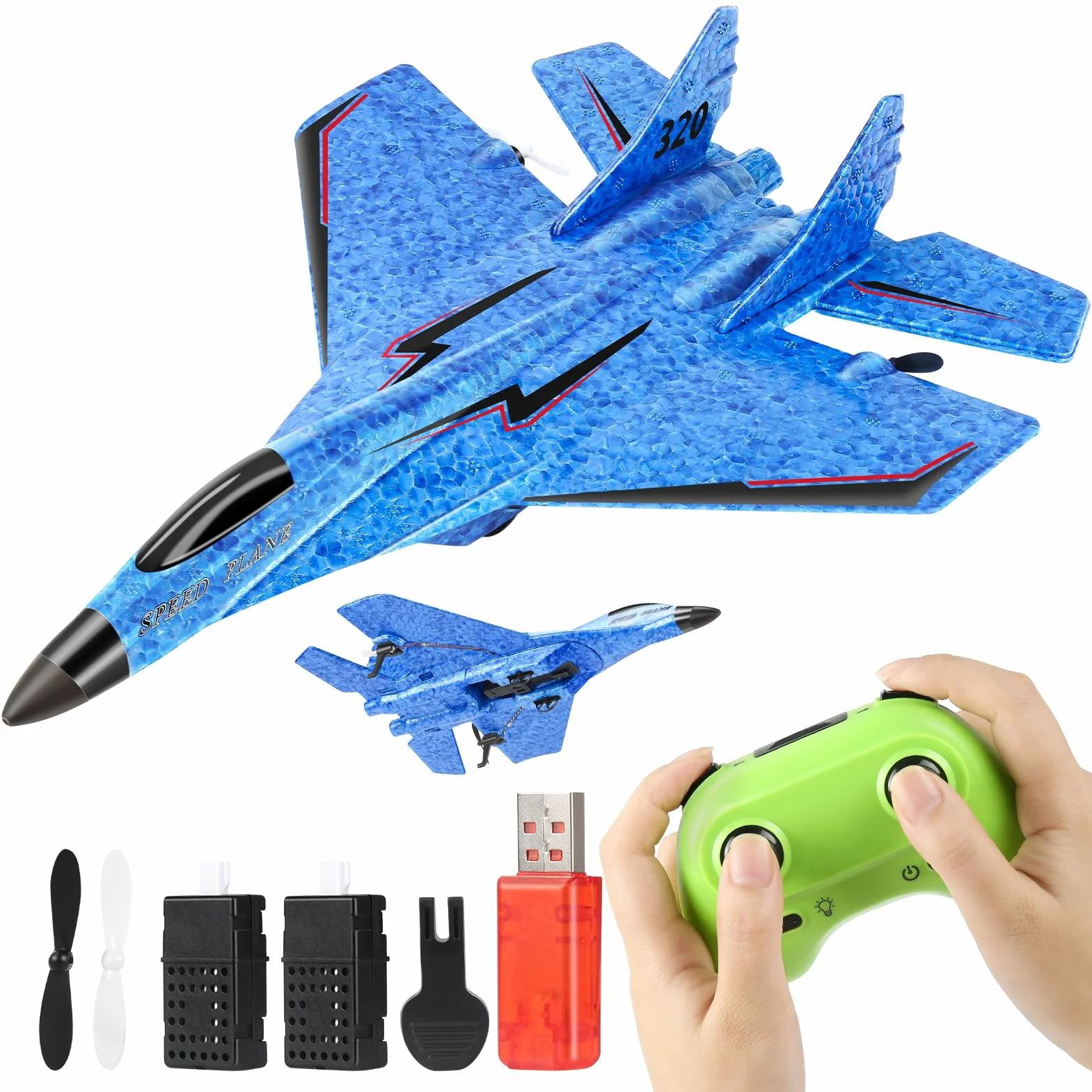 Zabawka samolotowa RC 2,4 GHz, zdalnie sterowana, 2CH RC, samolot RTF dla początkujących, sterowany samolot F z oświetleniem LED, zabawka model samolotu dla początkujących, dzieci i