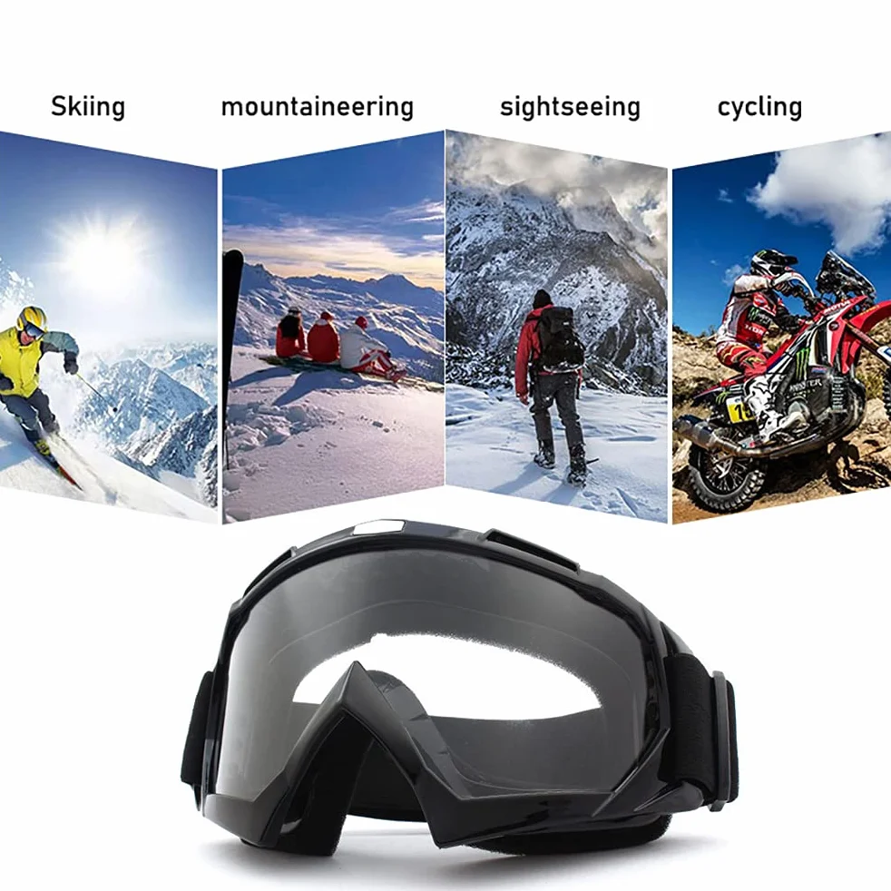 Gogle Motocyklowe ATV Motocross Ochrony UV Przeciwwiatrowe Pyłowe Okulary Narciarskie