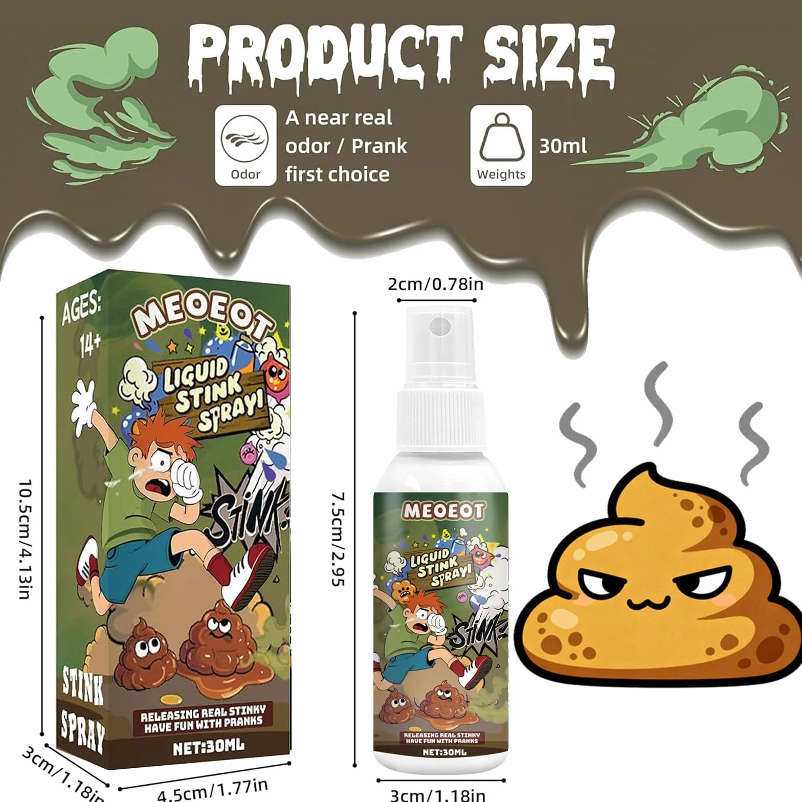 Stinky Spray, bardzo mocny płynny spray do niechlujnego zapachu, dla dorosłych, na imprezę, zapach zapachowy, 1 sztuka, 30 ml