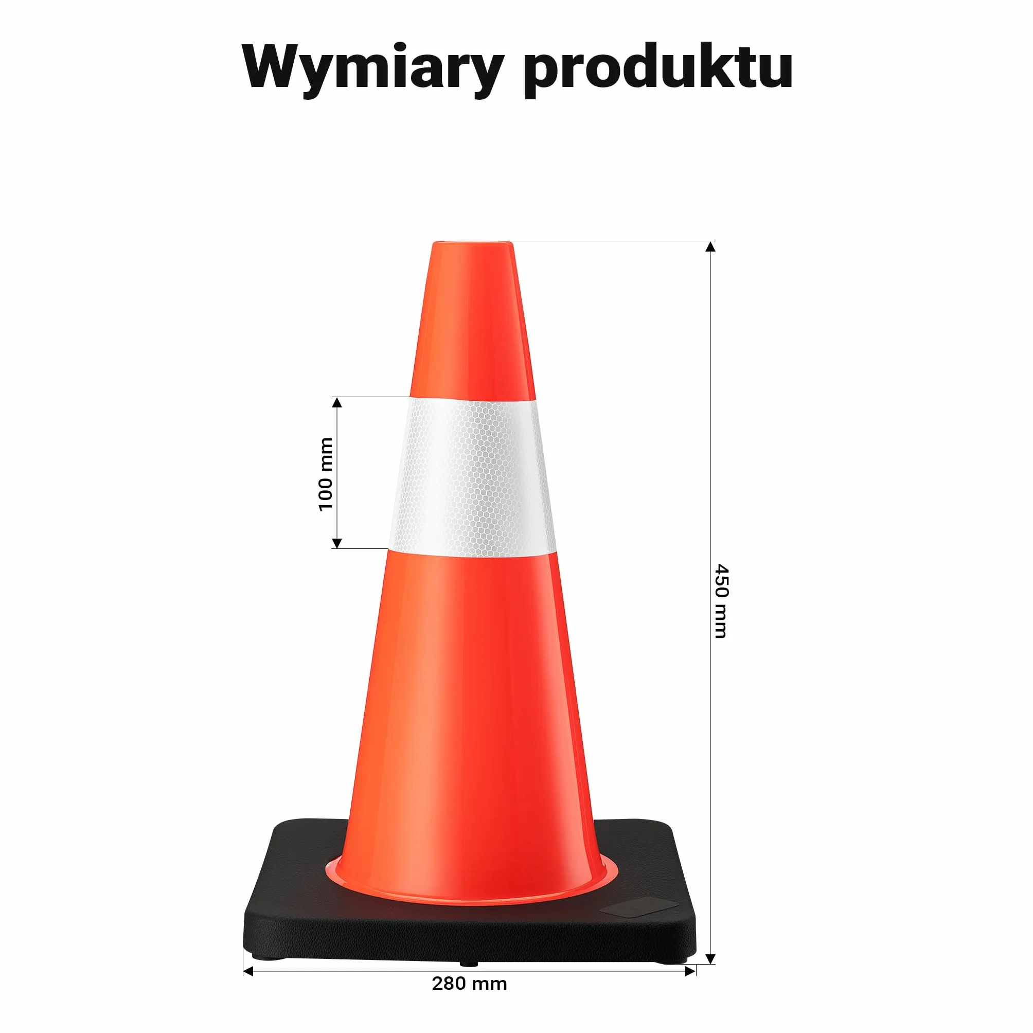 Wiltec Pachołek drogowy 45 cm pomarańczowy odblaskowy stożek ostrzegawczy PVC guma