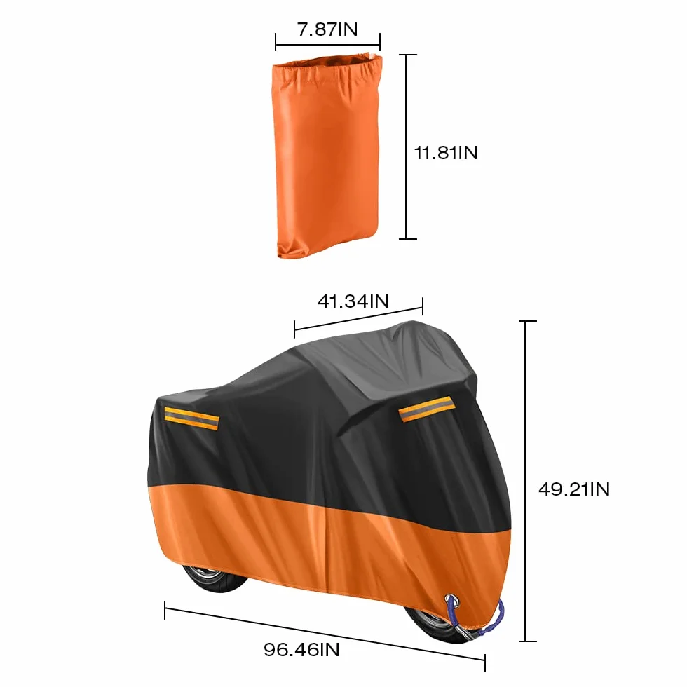 Pokrowiec na Motocykl wodoodporny Oxford 210D 245x105x125cm Pomarańczowy