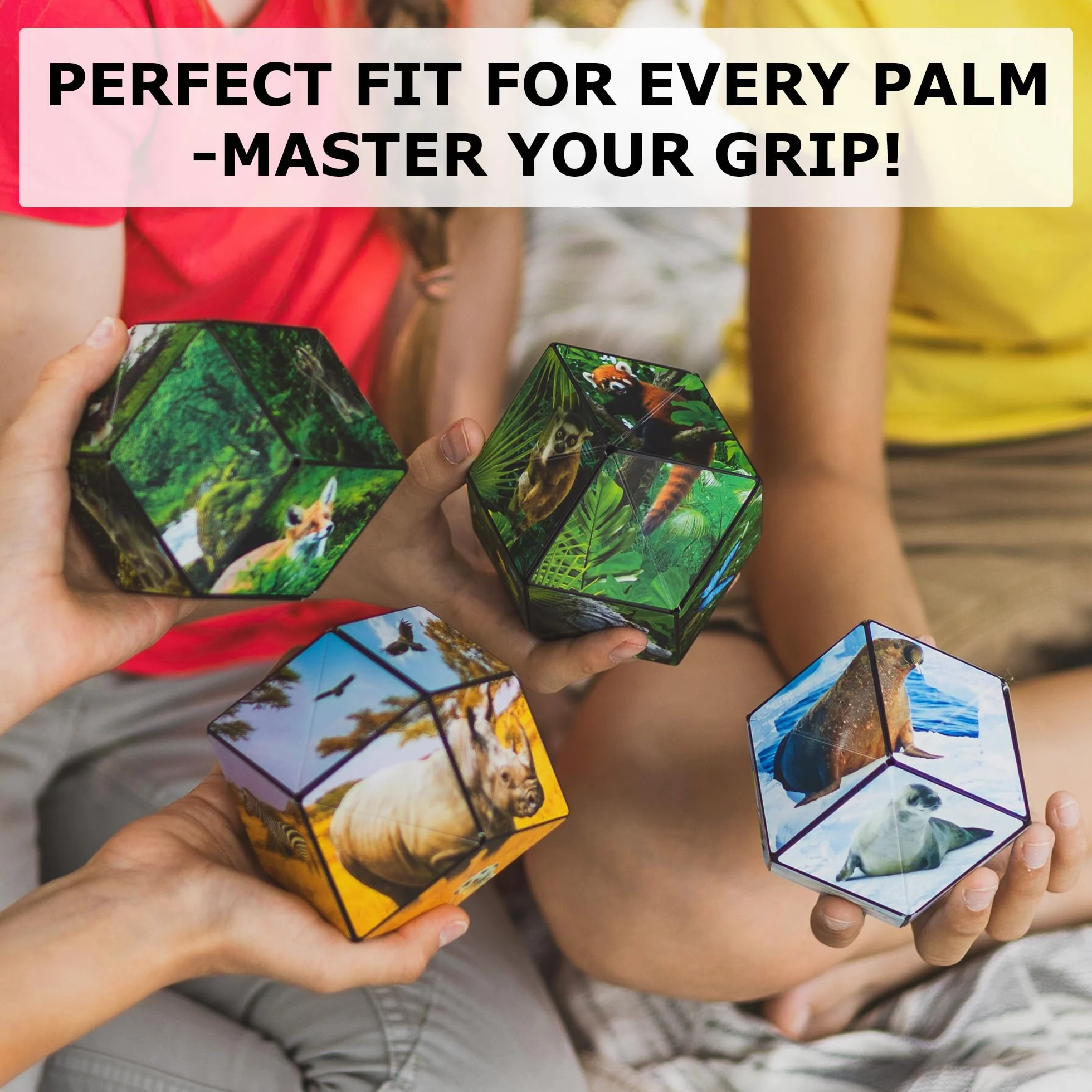 SHASHIBO Shape Shifting Box - Wielokrotnie Nagradzana, Opatentowana Kostka Fidget Cube z 36 Magnesami Ziem Rzadkich - Przekształcająca się w Ponad 100 Kształtów (Jungle)