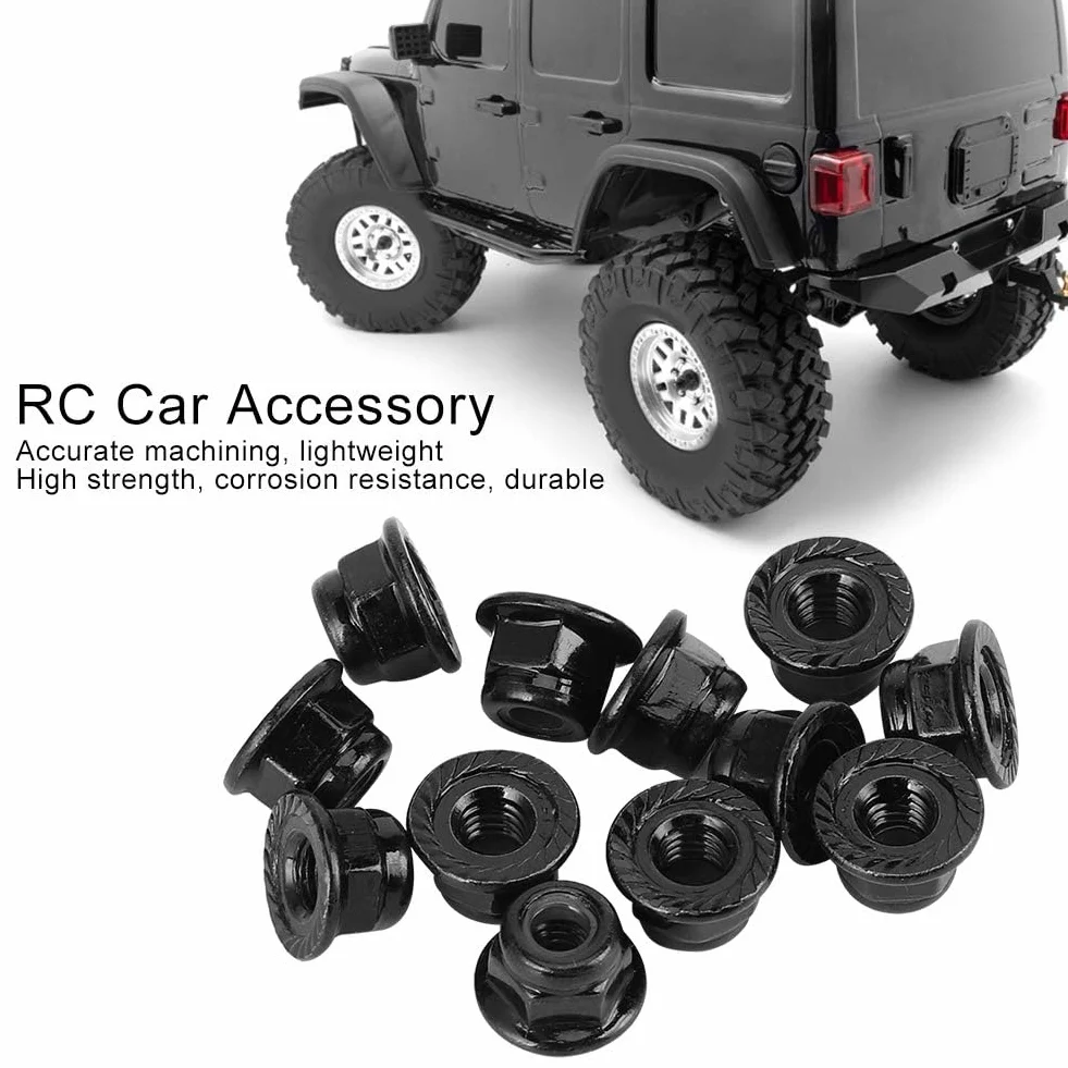 Antypoślizgowa nakrętka zabezpieczająca koła 4mm Axial Traxxas SCX10 1/10 RC Model samochodu 12 sztuk czarny