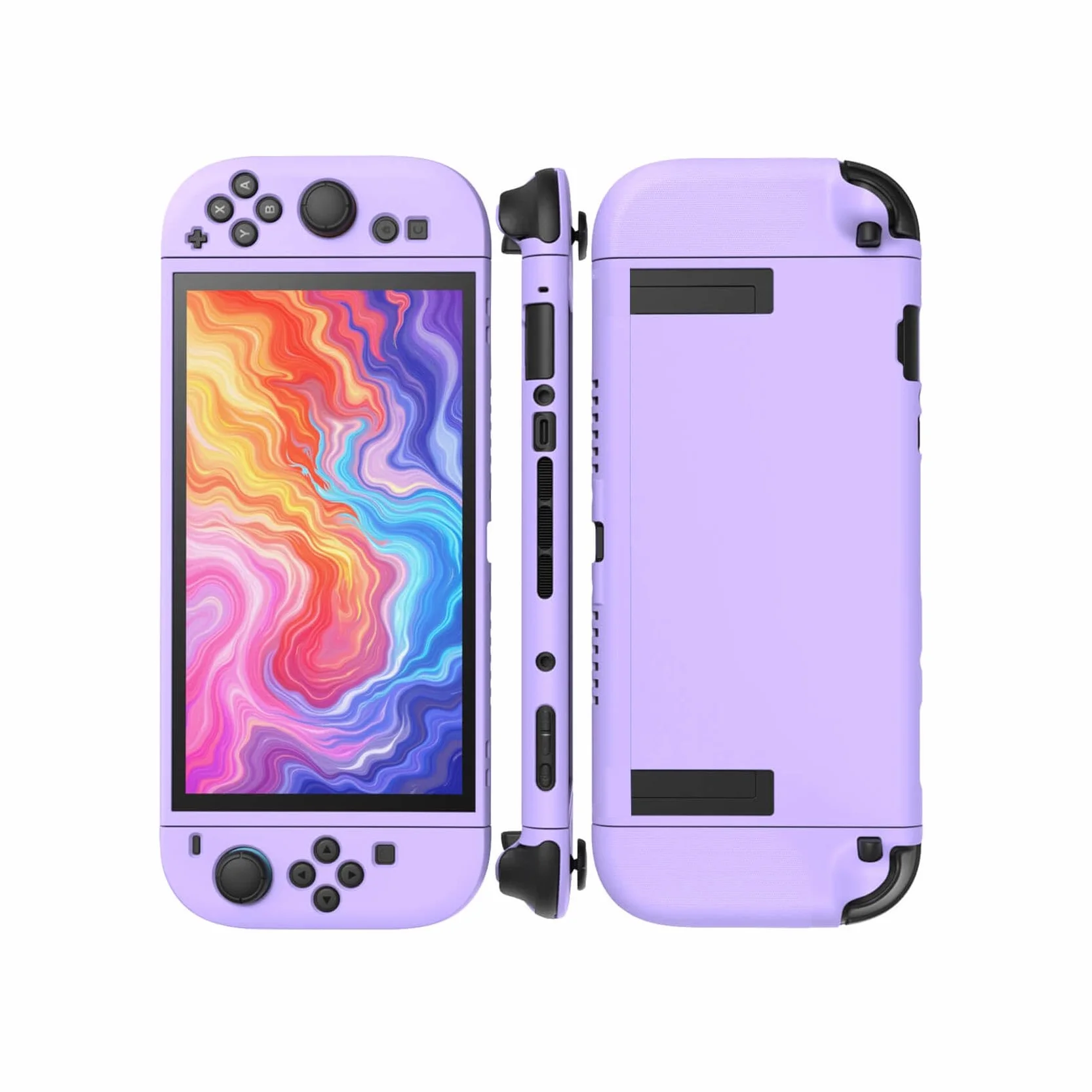 JEMDO Etui ochronne kompatybilne z przełącznikiem 2025, dokowane, TPU Cover Accessories for Switch Console and Grip Joy-Con, the Switch Protector with 4 Thumb Grip Caps, Purple