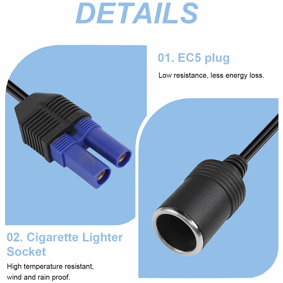 Kabel adaptera EC5 na zapalniczkę 12V do rozrusznika samochodowego