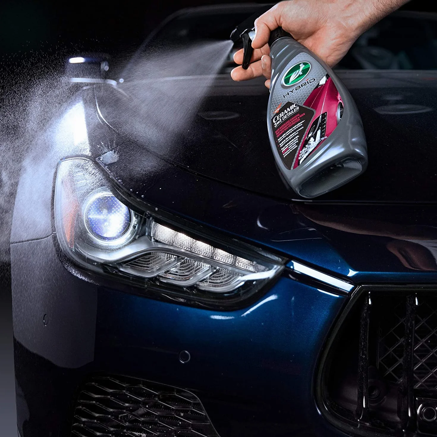 Turtle Wax Hybrid Solutions 3 w 1 Ceramic Car Wash, mycie bezwodne, długotrwała ochrona hydrofobowa i wysoki połysk, bezpieczny dla lakieru, szkła, listew wykończeniowych i felg, 500 ml