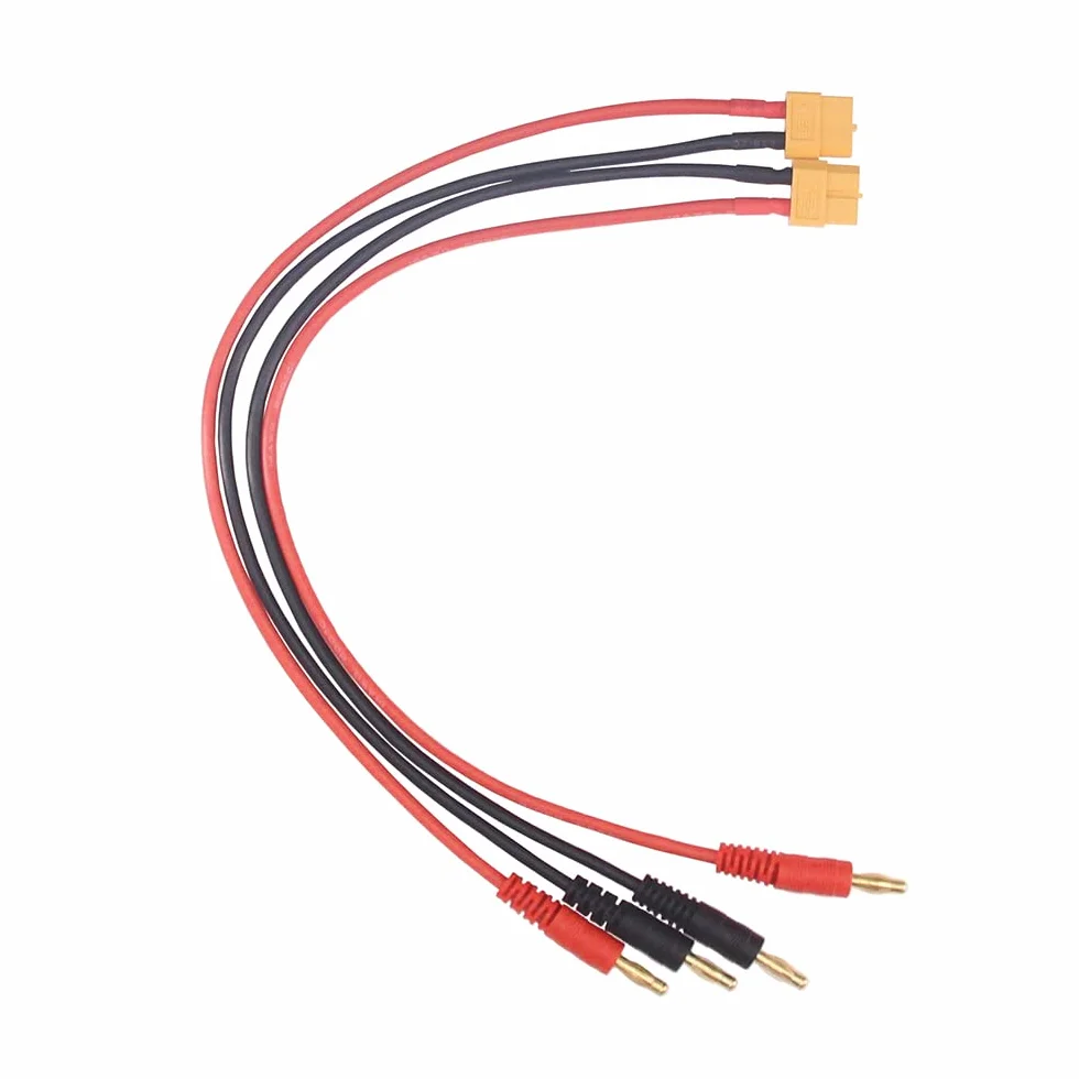 2 szt. żeński XT60 do 4.0 wtyczka bananowa RC kabel do ładowania akumulatora 14 AWG przewód silikonowy 30 cm 30 cm (2 sztuki)