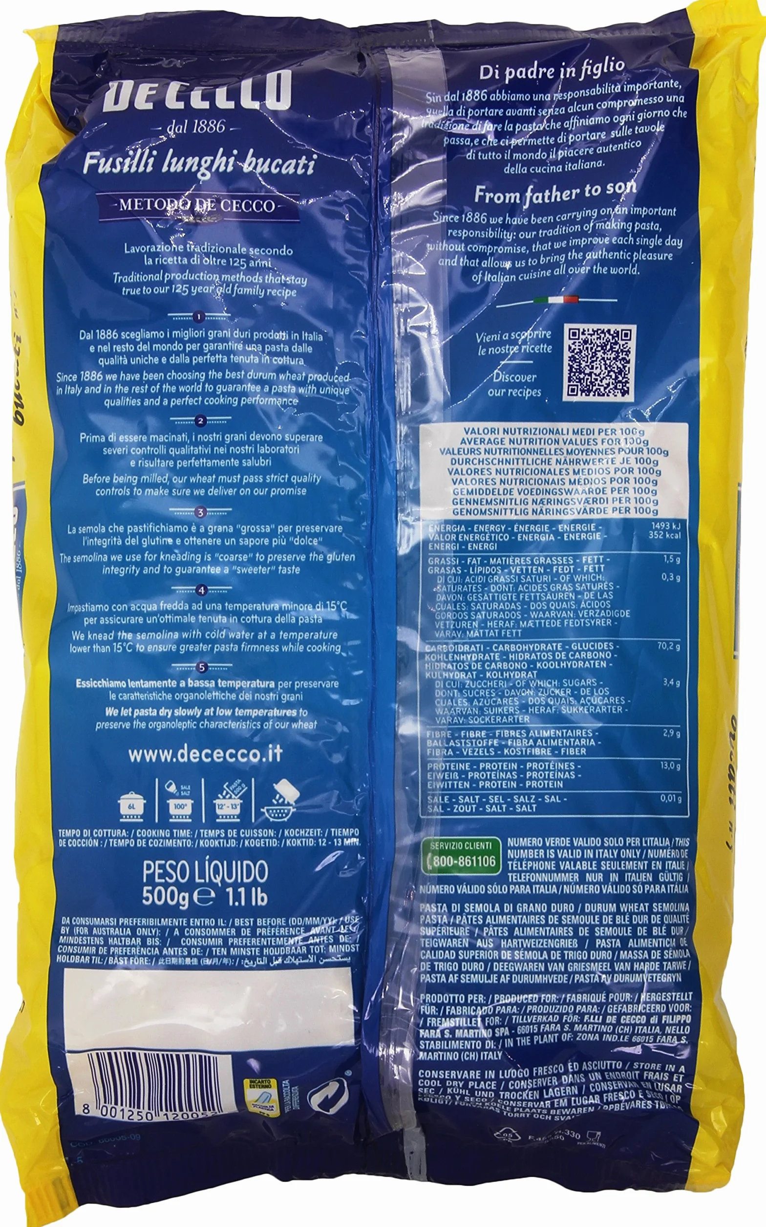 Makaron Fusilli Lunghi Bucati n5 500g - De Cecco włoski