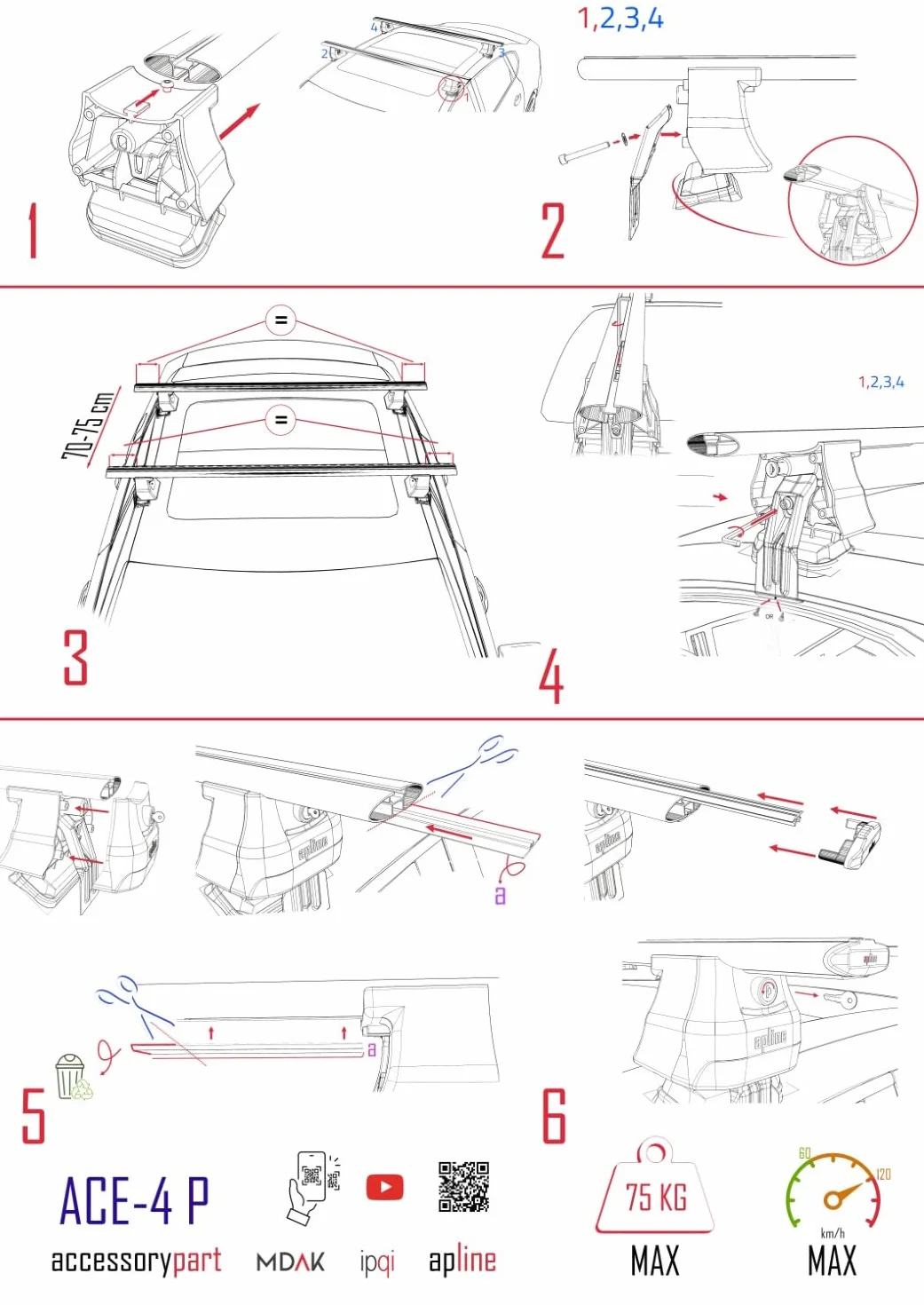 Aluminiowy bagażnik dachowy do Toyota Corolla 12 (E210) Sedan 2019-2022 ACE-4, szary