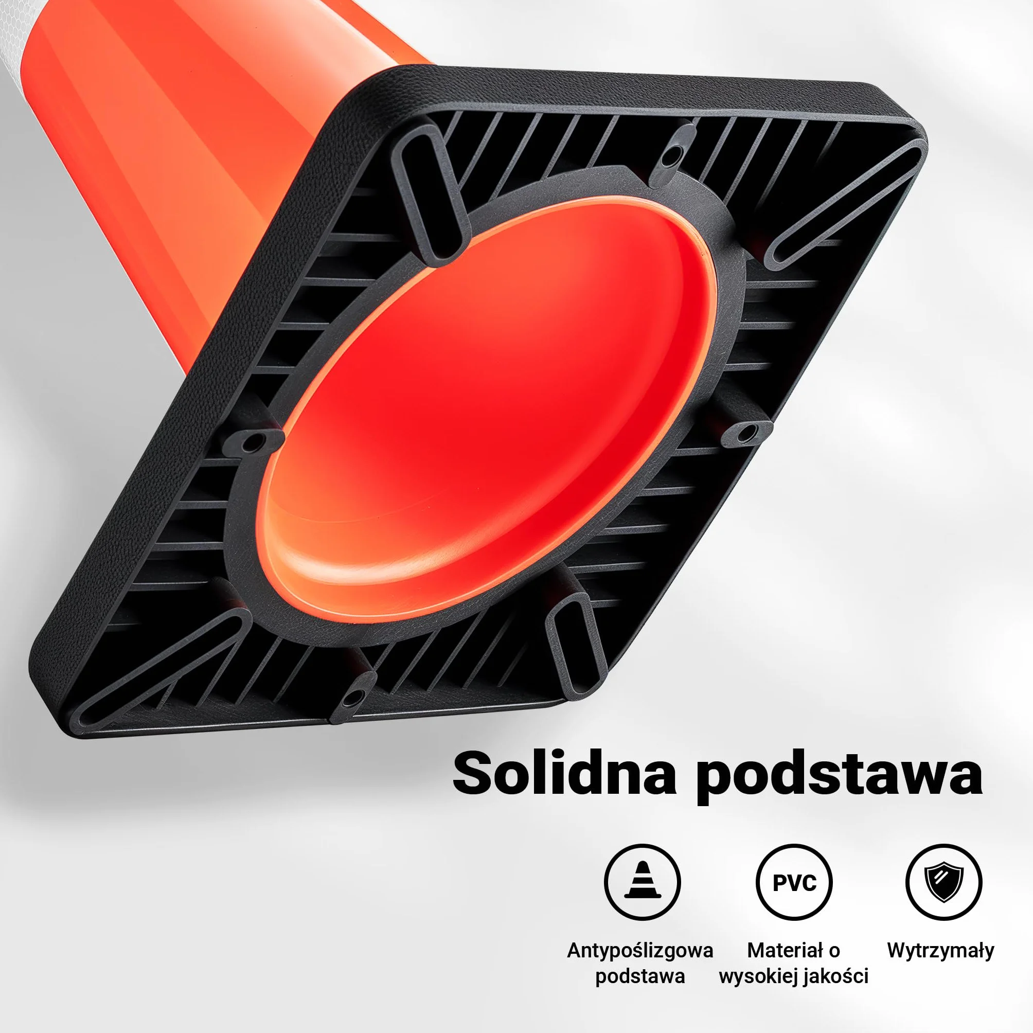Wiltec Pachołek drogowy 45 cm pomarańczowy odblaskowy stożek ostrzegawczy PVC guma