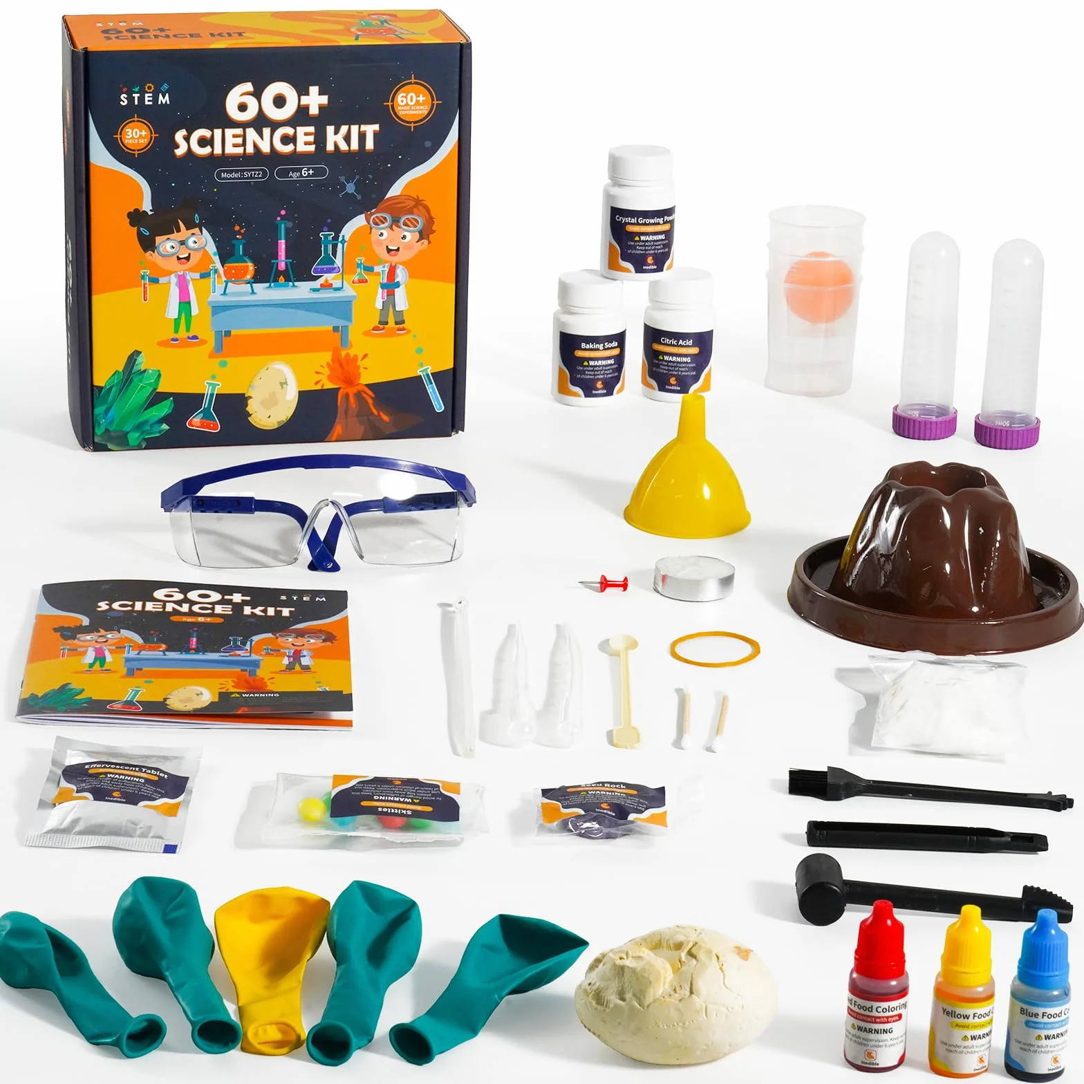 Zestaw 60+ Science Experiment Kit dla dzieci od 5+, STEM zabawka edukacyjna, pierwszy zestaw naukowy dla chłopców i dziewczynek, prezent urodzinowy