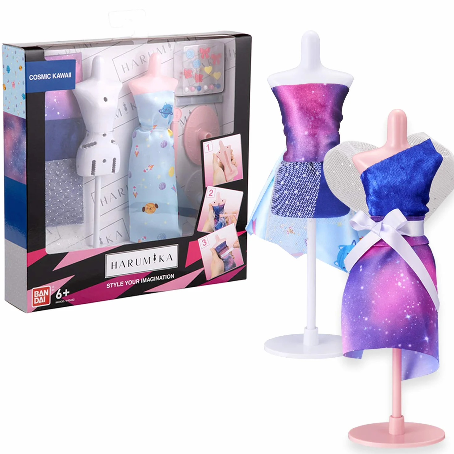 Bandai Harumika 40432 zestaw designerski Deluxe – motyw Cosmic Kawaii – zestaw do majsterkowania – stwórz własną modę bez igły i nici