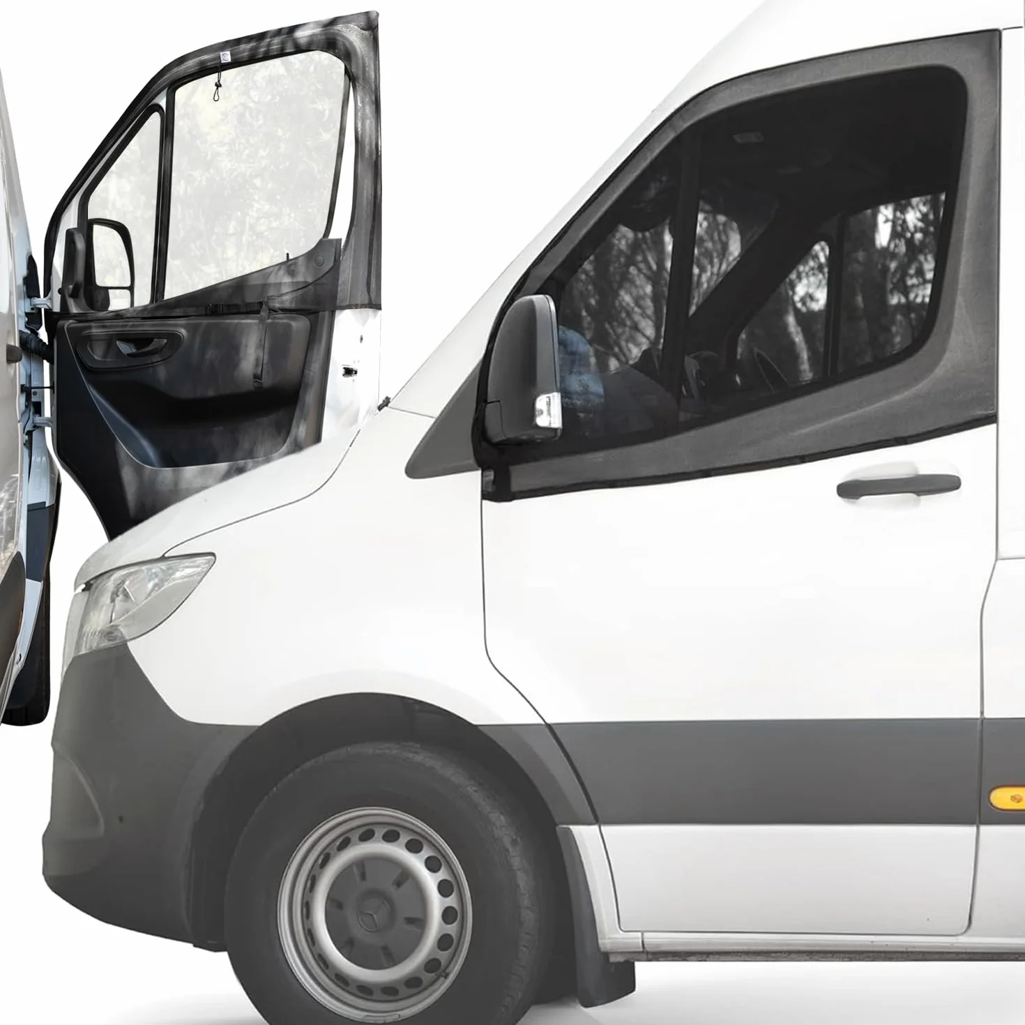 Living in a Bubble Magnetyczna ochrona przed owadami do drzwi przednich (para), rozmiar uniwersalny do Sprinterów, Metris, Ford Transit i innych vanów i samochodów – akcesoria Car Living Essentials i