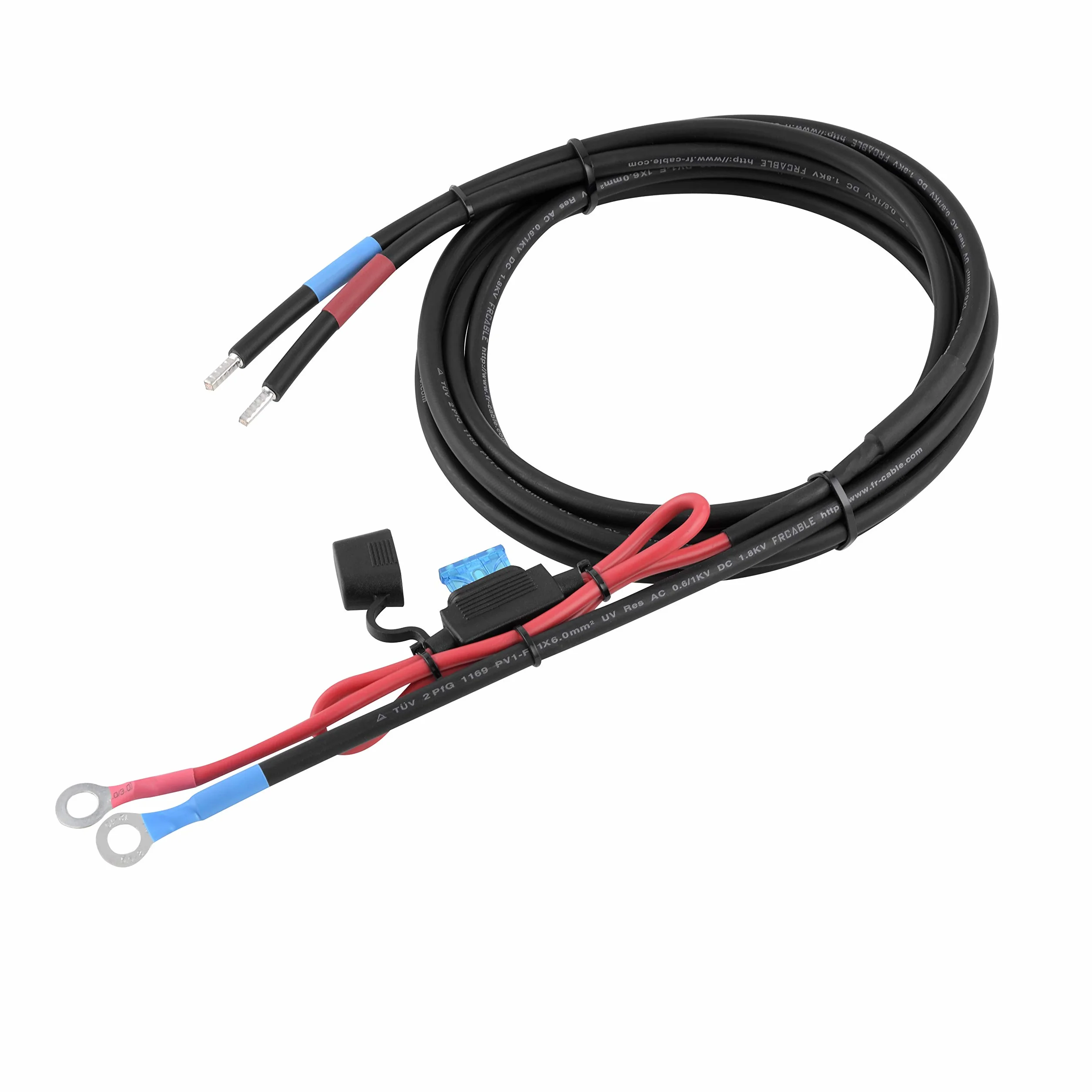enjoy solar® 6 mm² 1,5 m kabel do akumulatora solarny regulator ładowania i bateria z bezpiecznikiem 15 A oczka oczkowe M8 (bezpiecznik 1,5 m M8 15 A)