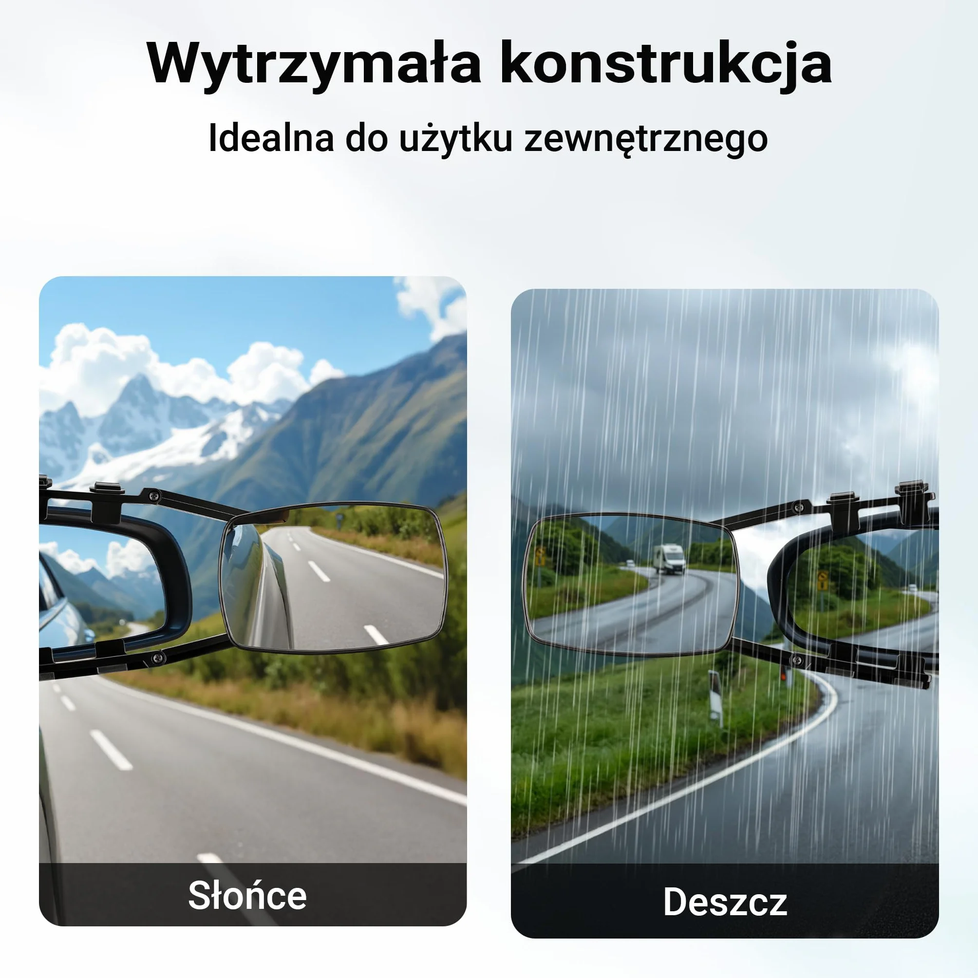 Uniwersalne lusterko do kampera 2stk. 190x120mm dodatkowe do przyczepy składane lusterko