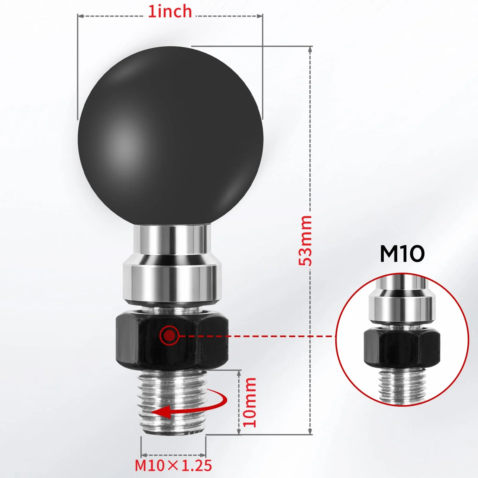Ball Head Adapter 1 cal M10 do lusterek motocyklowych