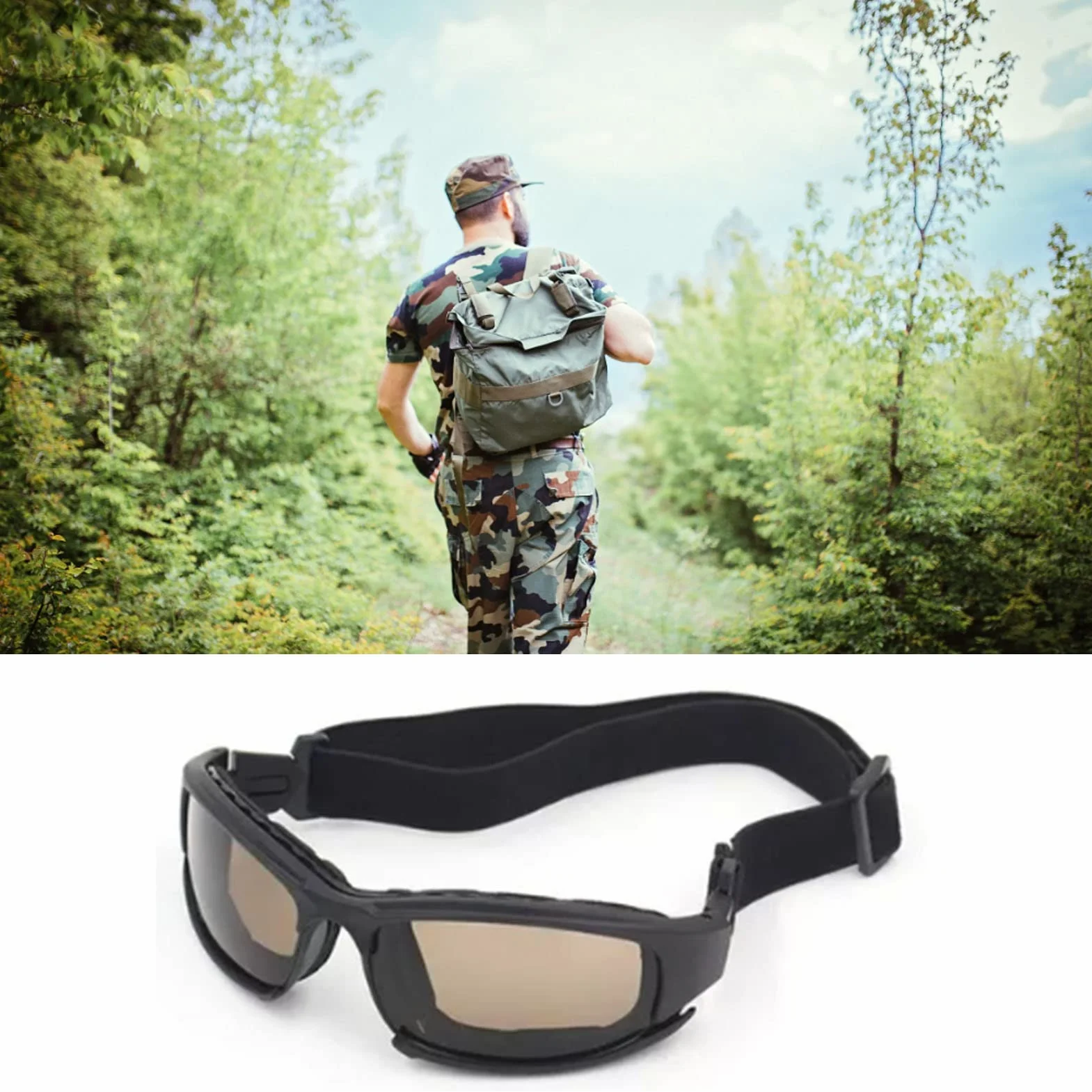 Shanrya Okulary motocyklowe, okulary przeciwsłoneczne odporne na uderzenia, promieniowanie UV, wiatroszczelne, do jazdy na rowerze