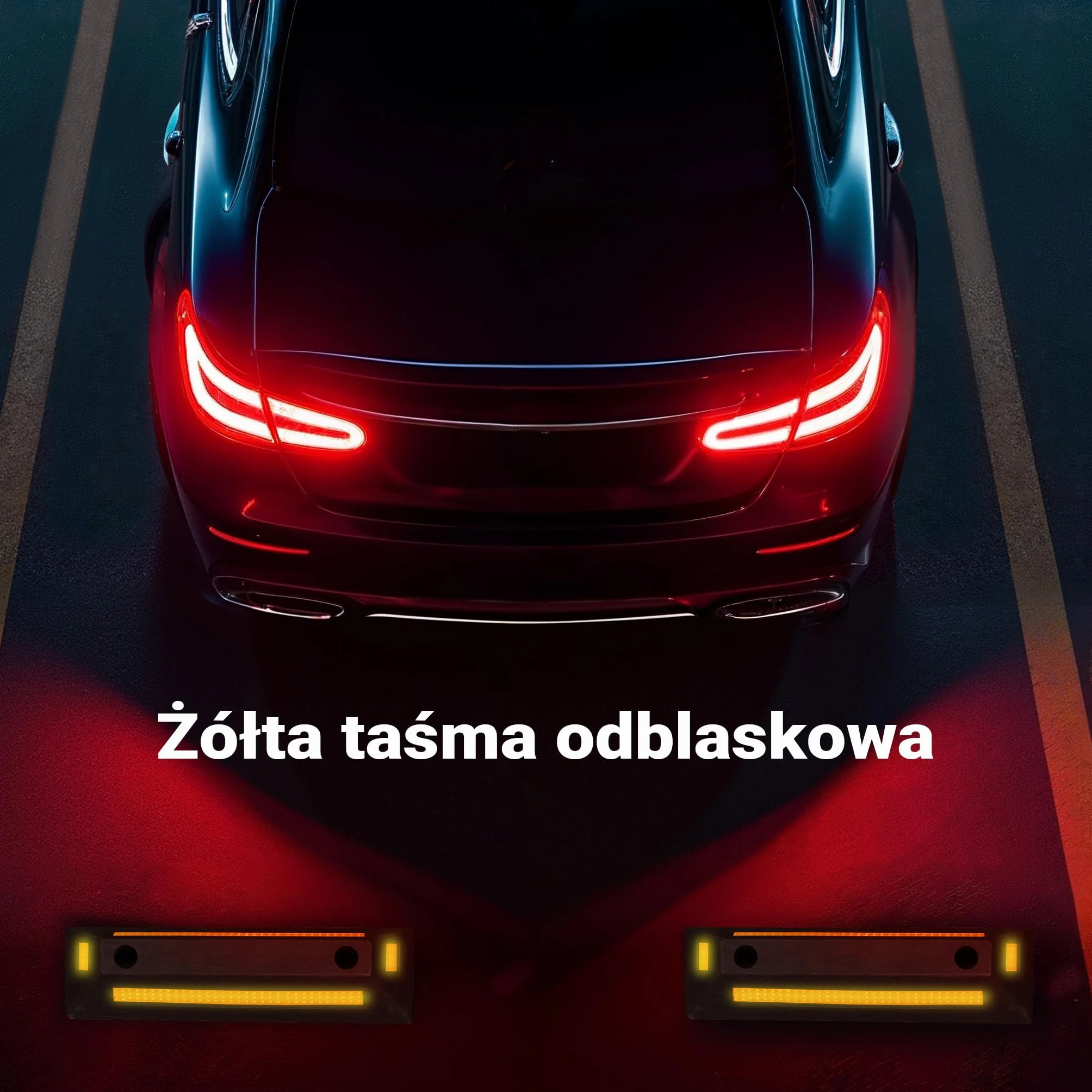 Wiltec Ogranicznik parkingowy 2 szt. 56 x 15 x 10 cm czarny z żółtą taśmą odblaskową, odbojnik gumowy do garażu i parkingu
