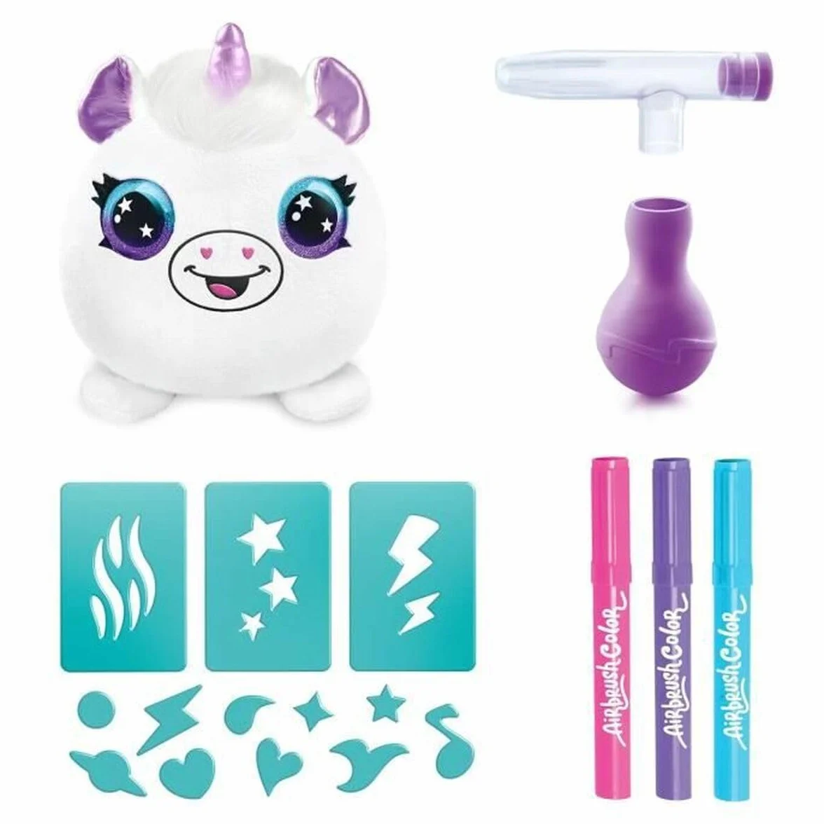 Canal Toys Airbrush Plush - Plush Spray Art z flamastrami i szablonami - od 6 lat - OFG 264 Plastik, wielokolorowy, jeden rozmiar