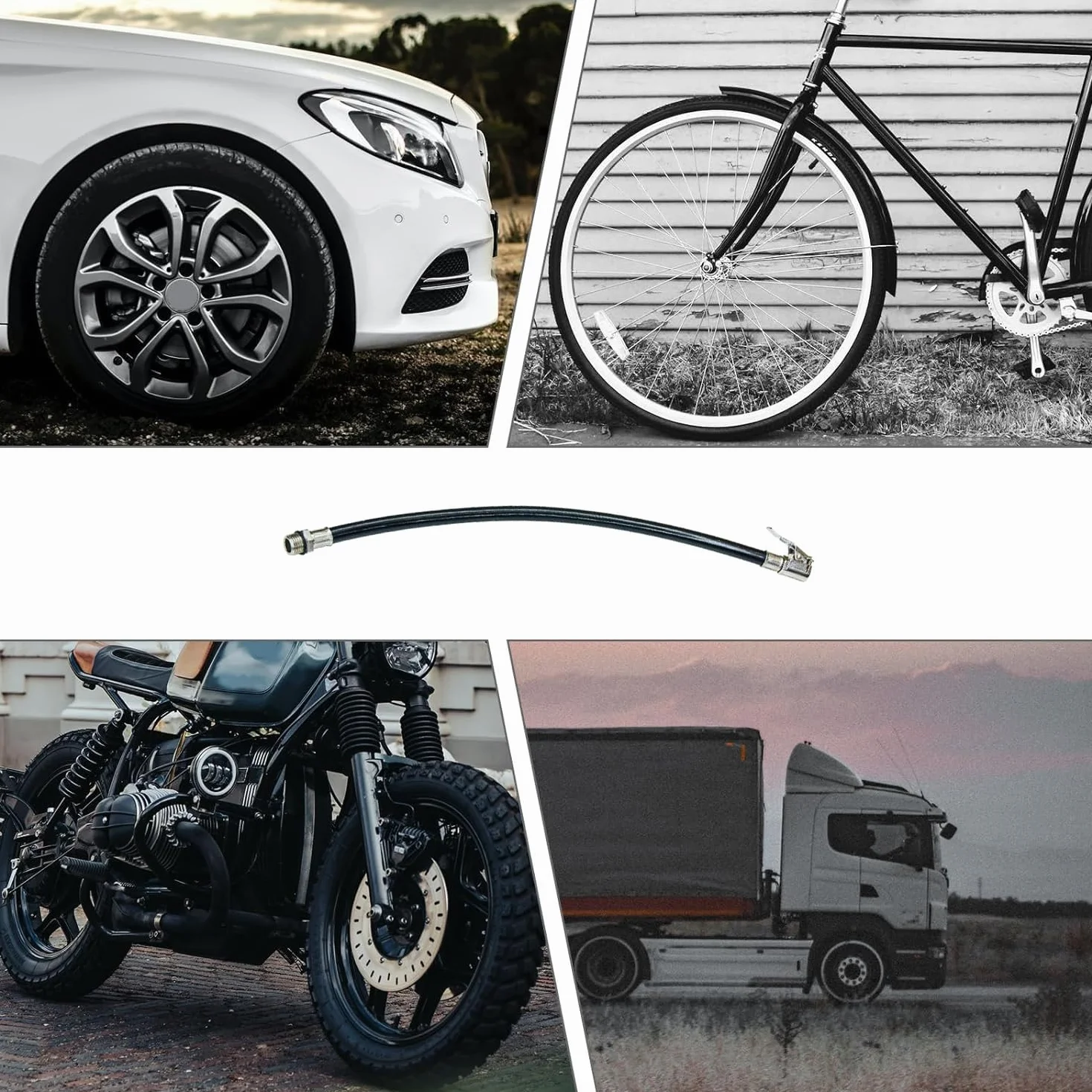 Pompka do opon gwint 13 mm wąż do rowerów motocykli samochodów