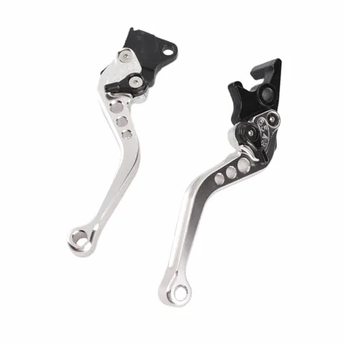 Dźwignia hamulca motocyklowego, para aluminium CNC, sprzęgło motocyklowe, dźwignia hamulca bębnowego, uchwyt (srebrny)