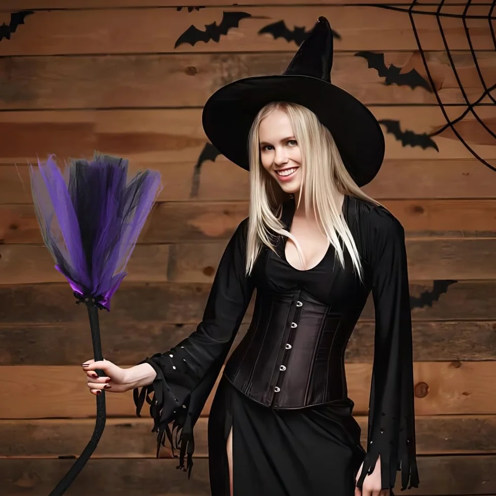 Miotła czarownicy z tasiemkami dla dzieci, rekwizyt do kostiumu czarownicy, na Halloween, Cosplay, czarodziejska miotła, zabawka, latająca wiedźma, miotła, dla dzieci, Cosplay, na imprezę, do szkoły,