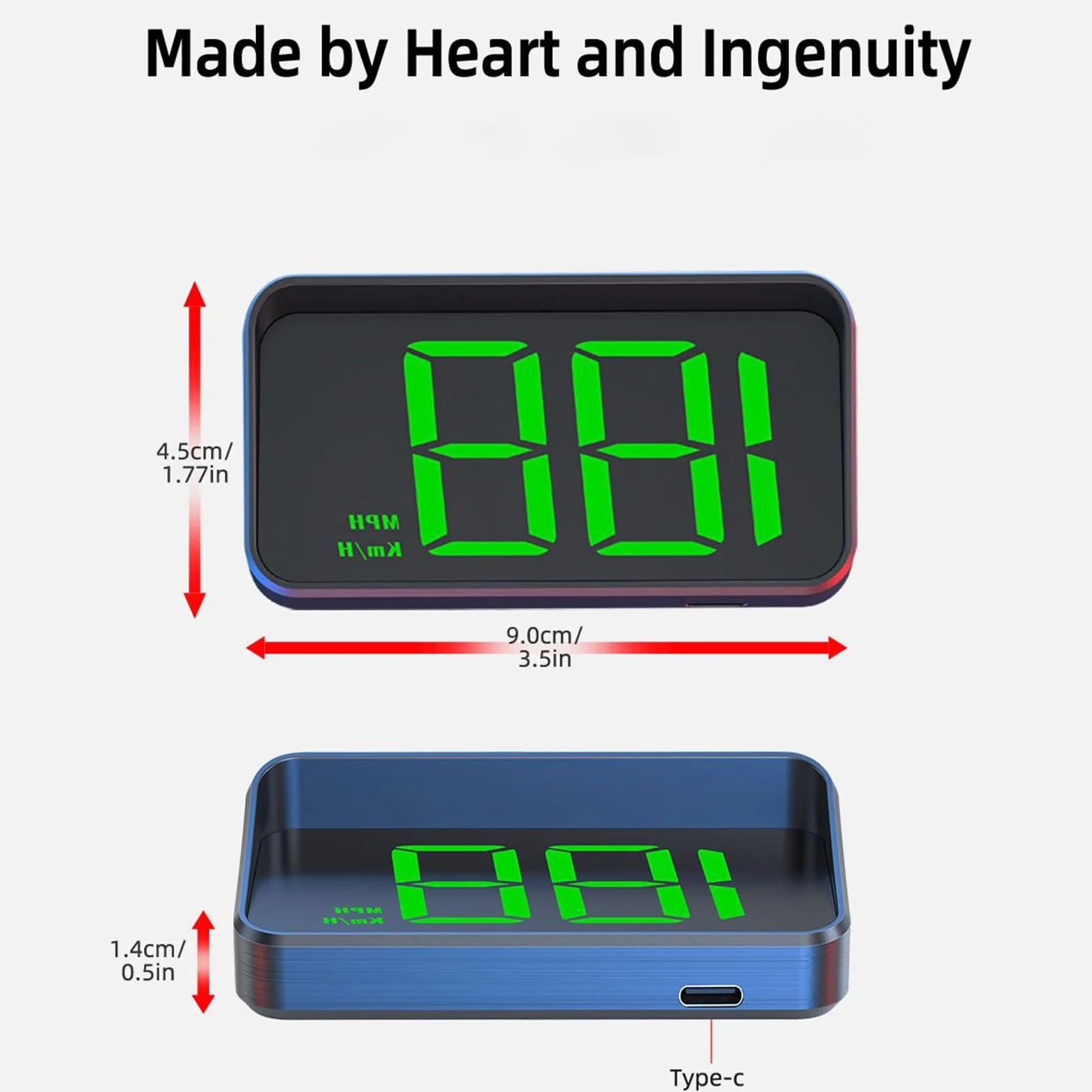 Car Heads Up Display HUD Windshield Monitor 3.54x1.77in Speedometer Dashboard