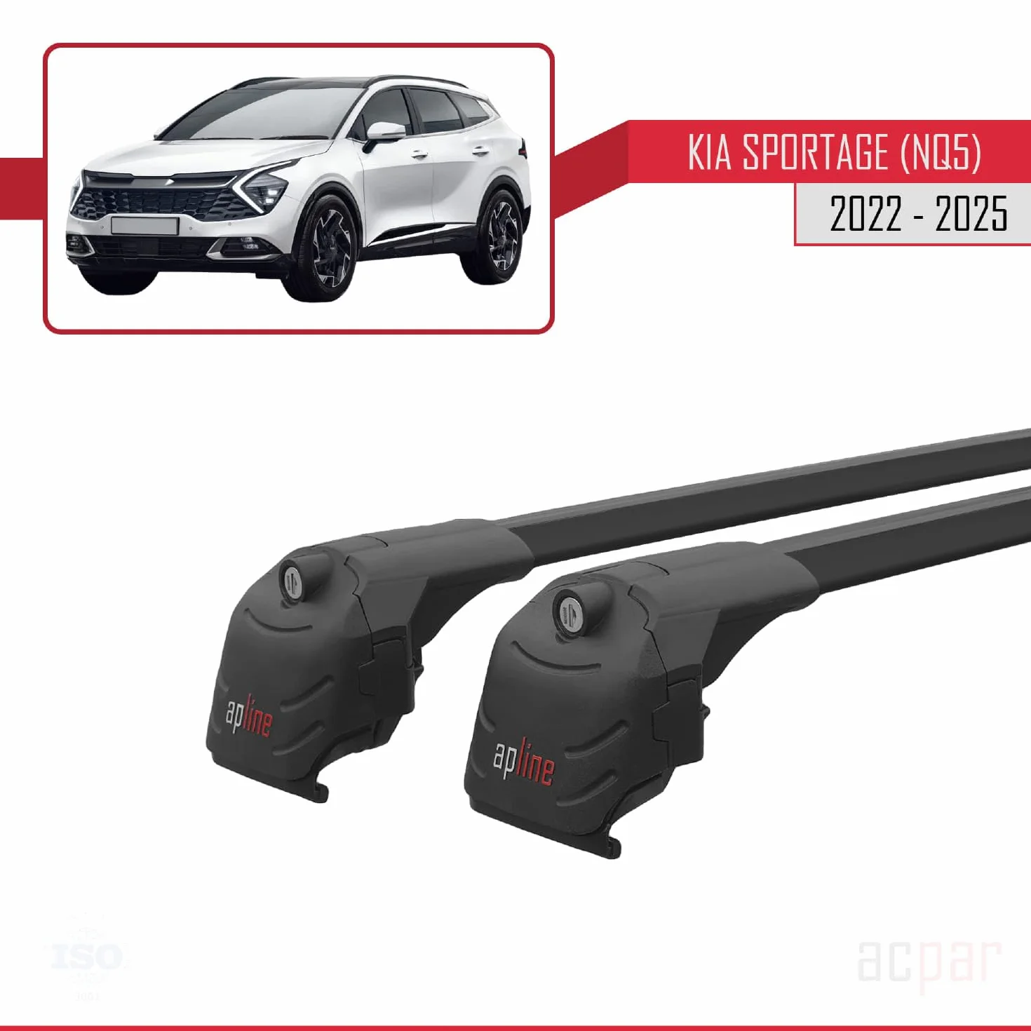 ACE-2 Aluminiowe poprzeczki dachowe do Kia Sportage 5 NQ5 2022-2026 Czarny 2 szt.